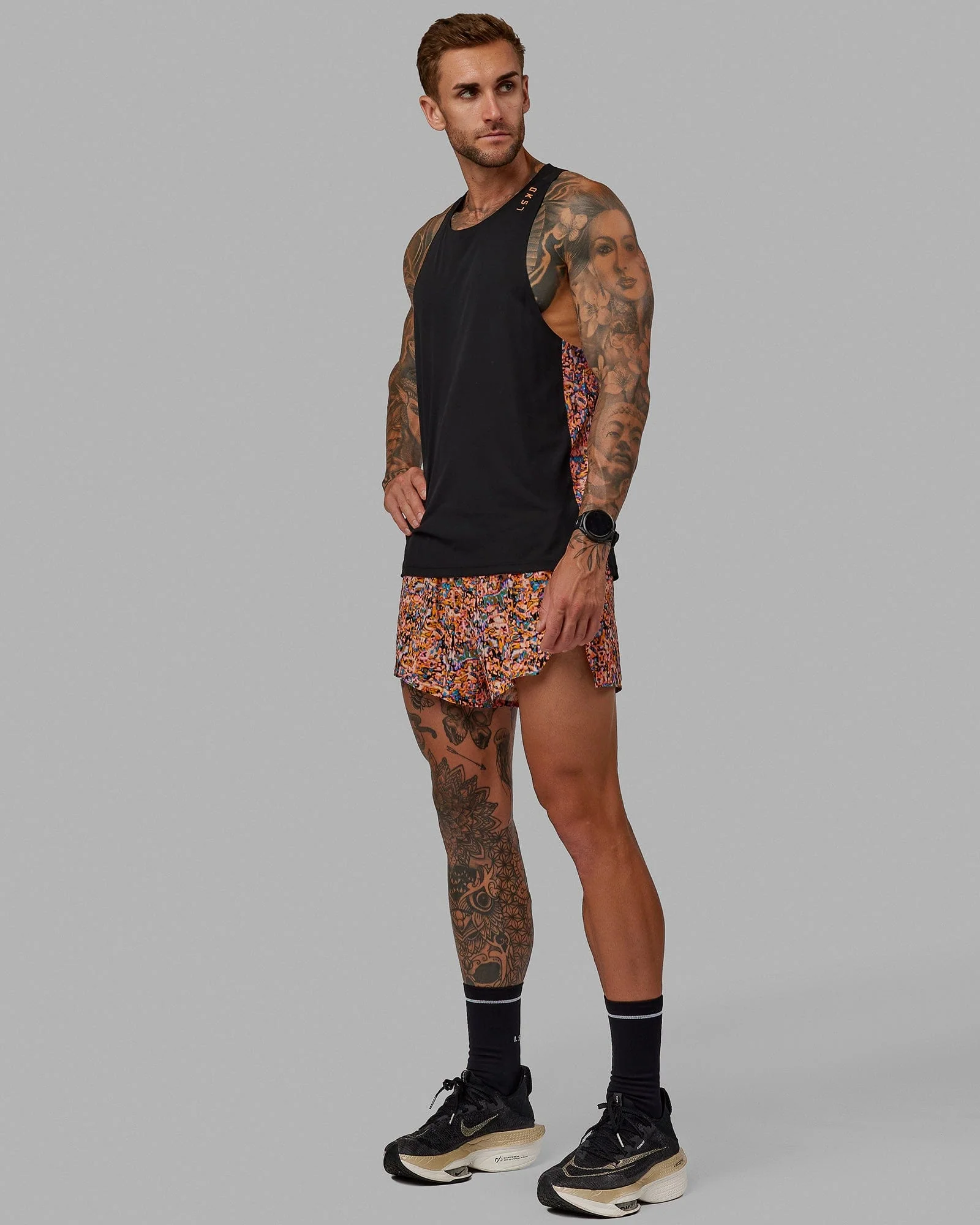 Race Day Tank Printed - Black-Energy Orange - Image 3