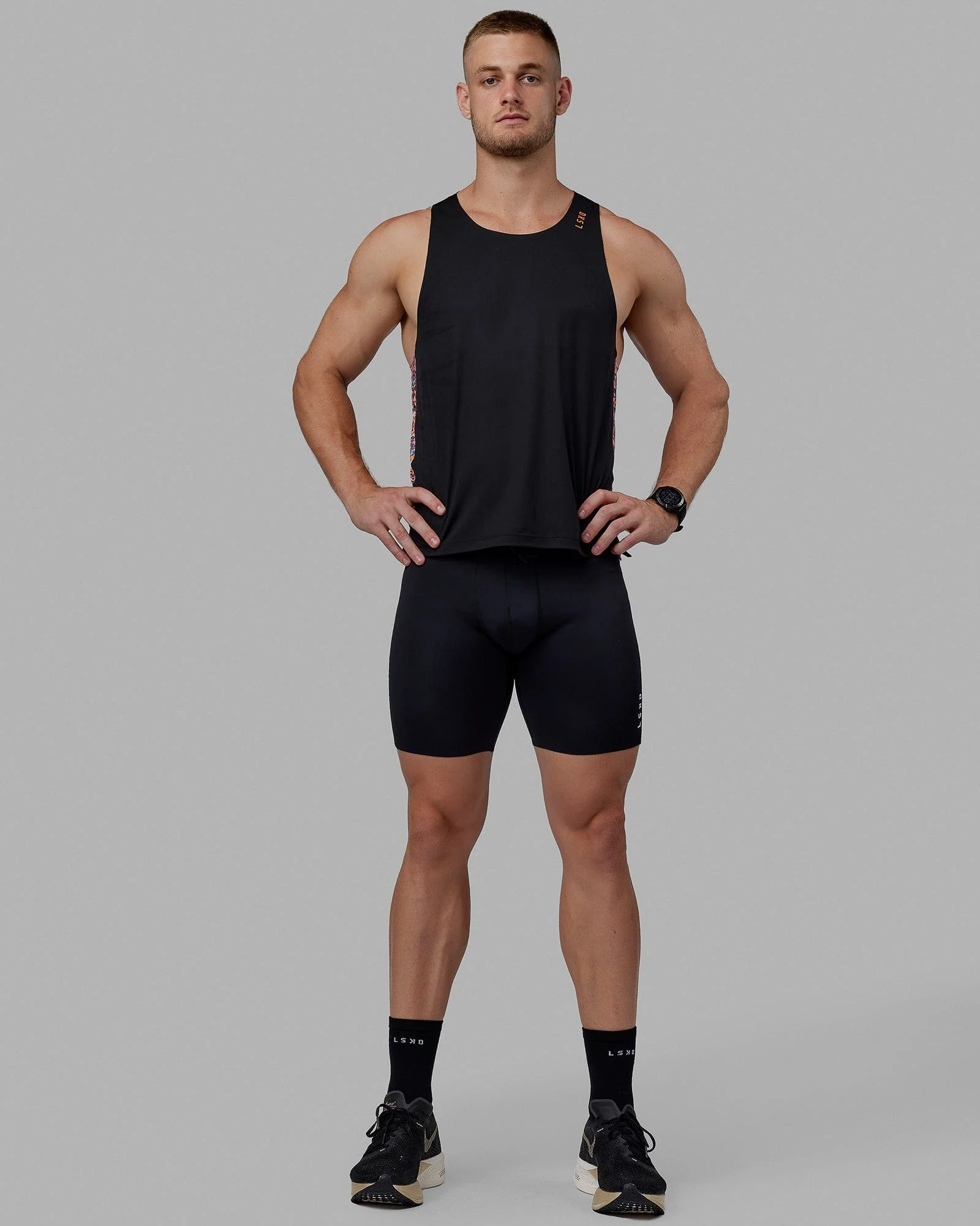 Race Day Tank Printed - Black-Energy Orange - Image 5