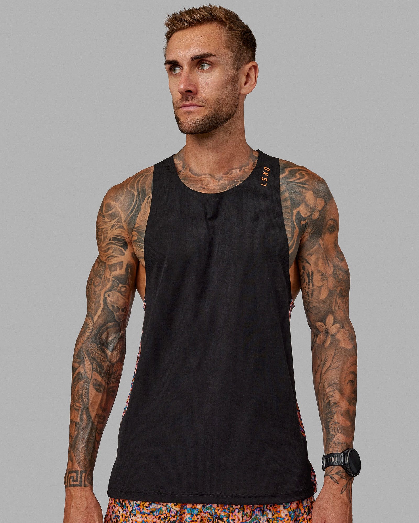 Race Day Tank Printed - Black-Energy Orange - Image 6