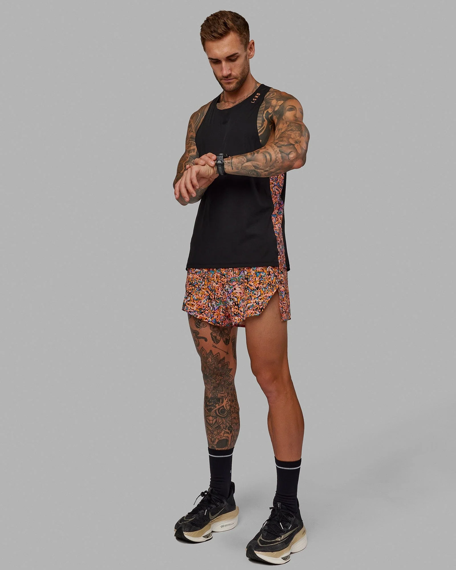 Race Day Tank Printed - Black-Energy Orange - Image 7