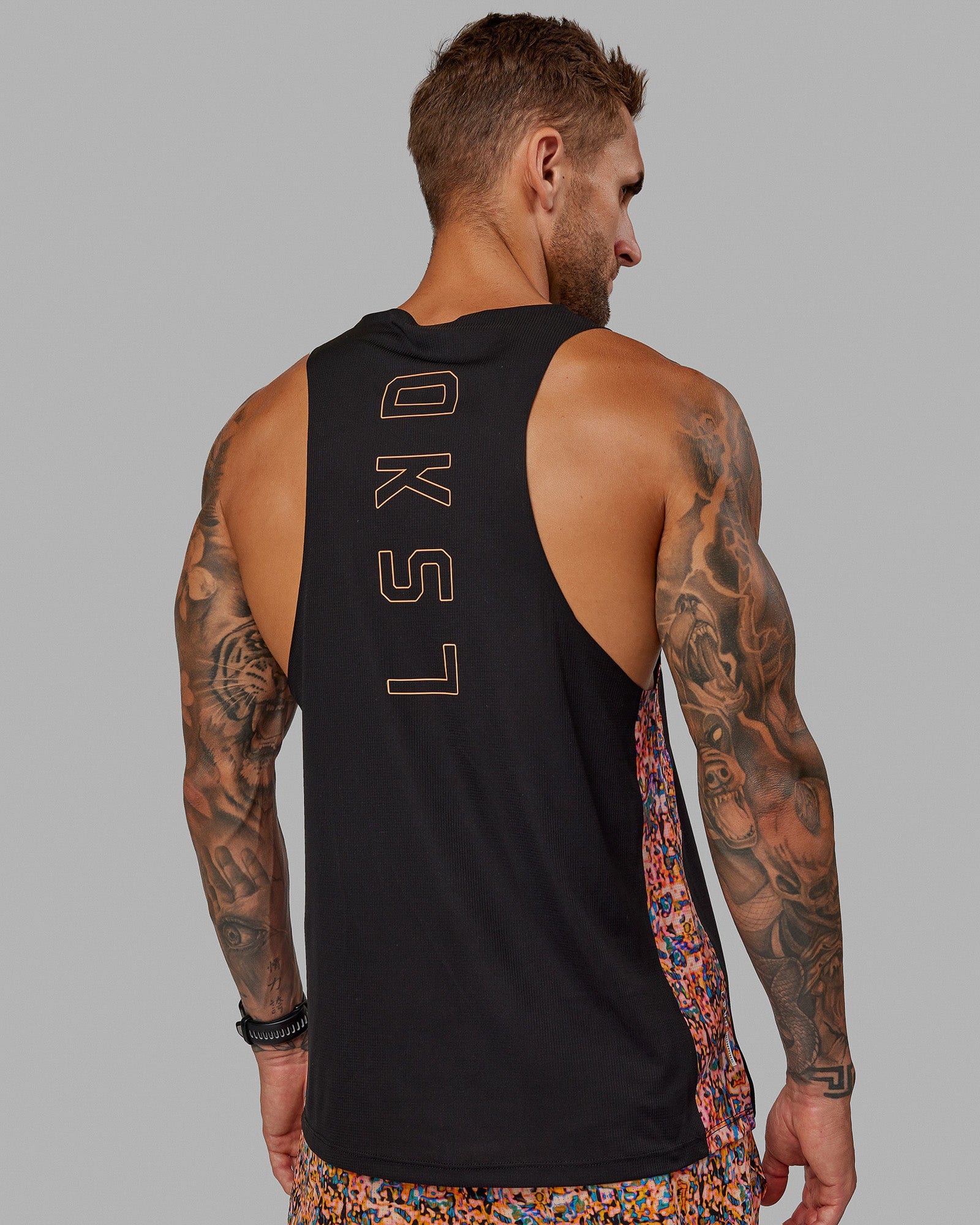 Race Day Tank Printed - Black-Energy Orange - Image 8