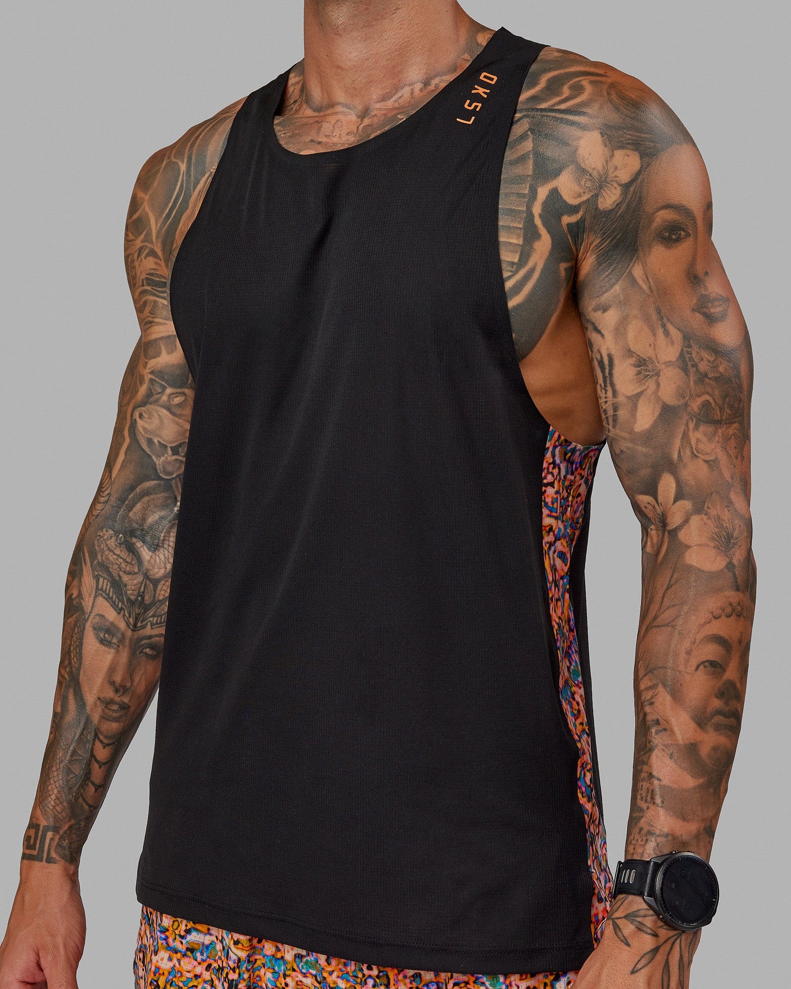 Race Day Tank Printed - Black-Energy Orange - Image 9
