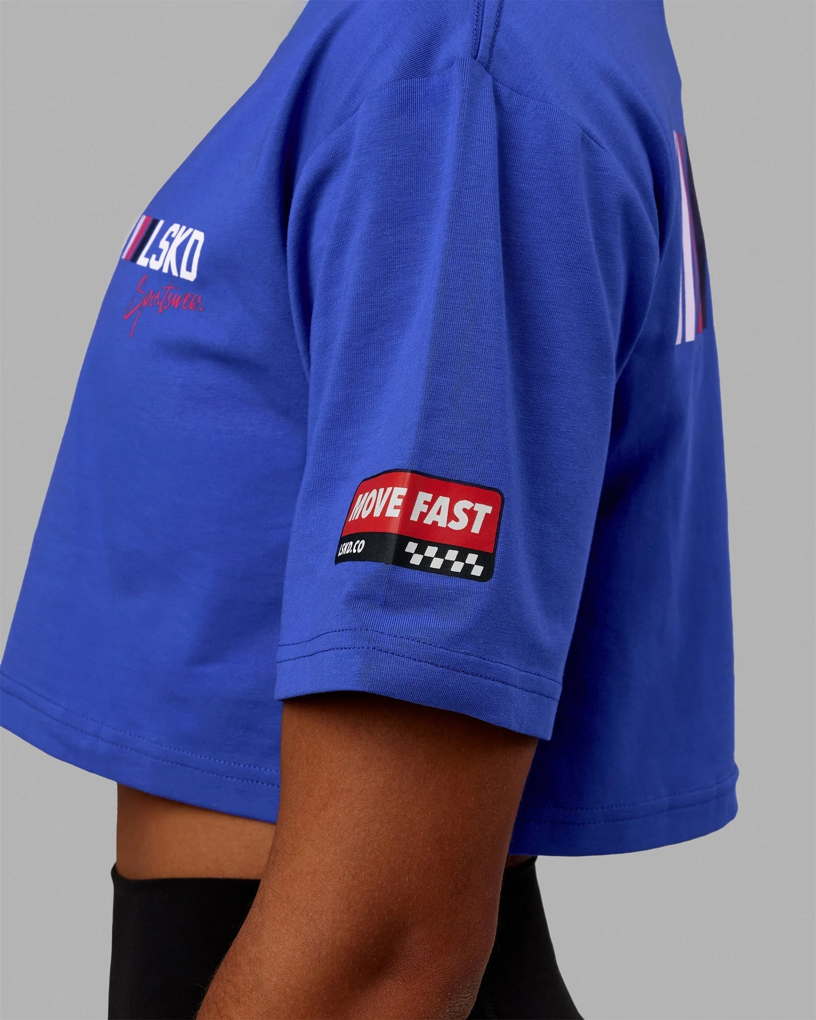 Redline FLXCotton Cropped Tee - Power Cobalt-White - Image 3