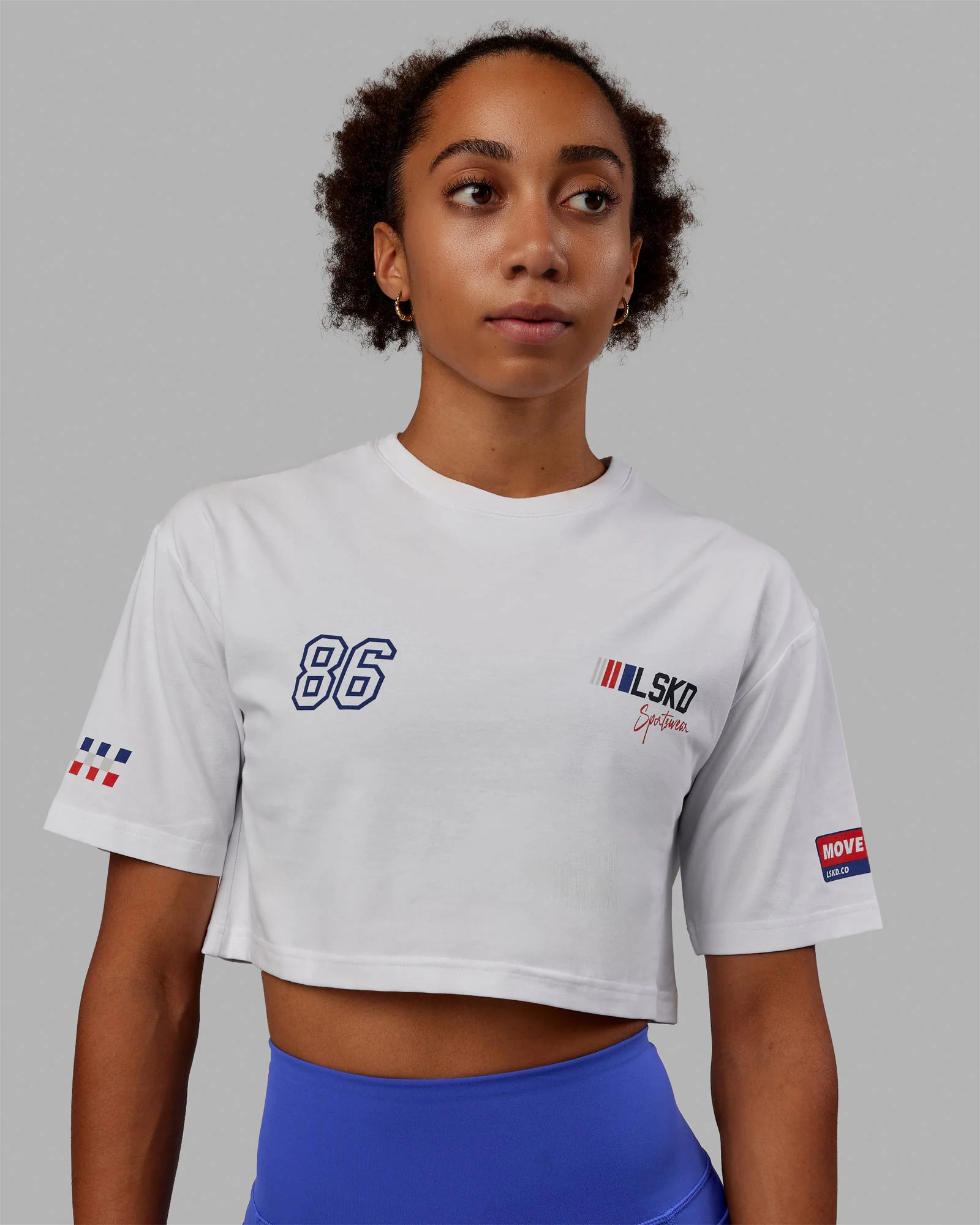 Redline FLXCotton Cropped Tee - White-Navy - Image 2