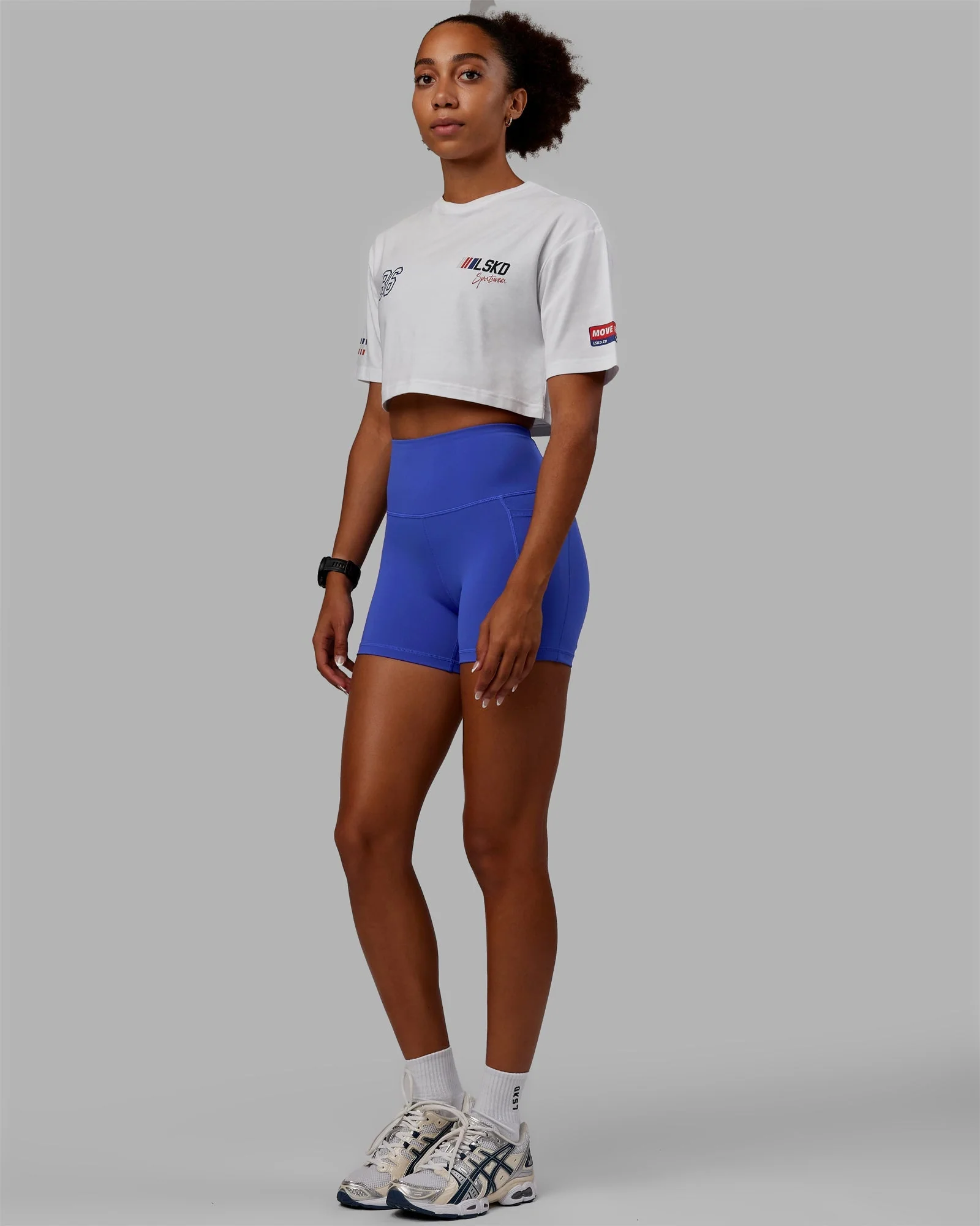 Redline FLXCotton Cropped Tee - White-Navy - Image 5
