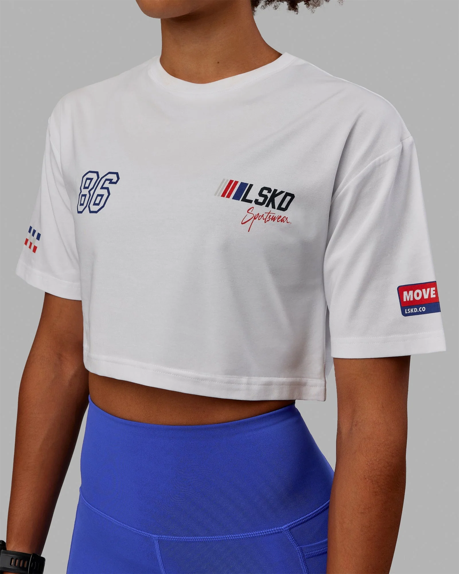 Redline FLXCotton Cropped Tee - White-Navy - Image 8
