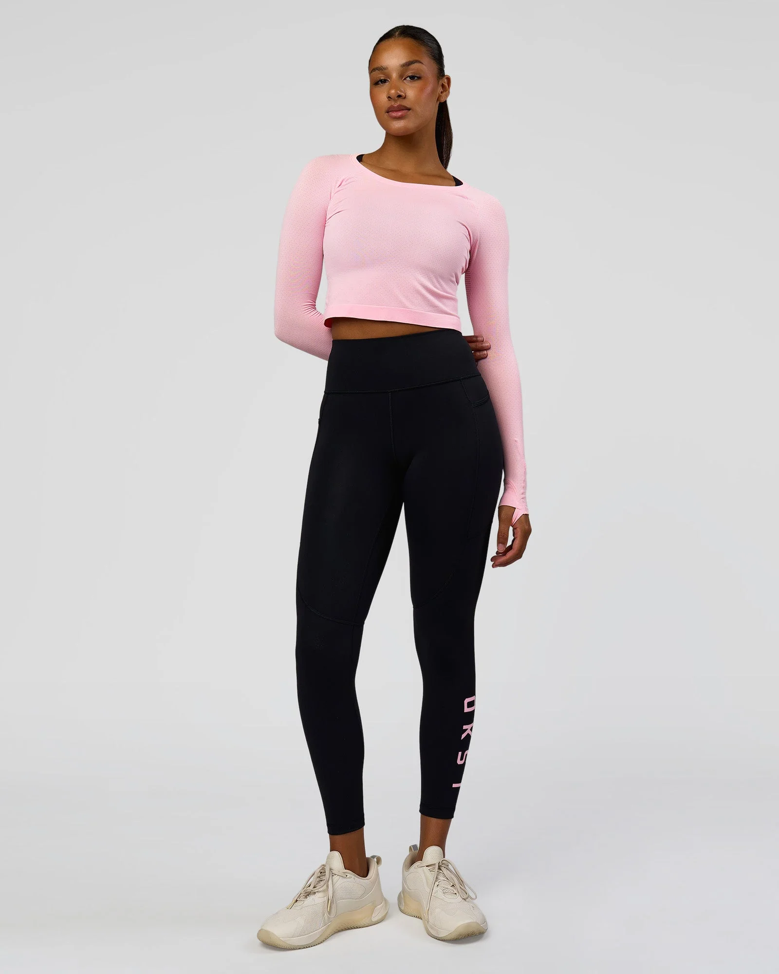 Rep Ultra High-Rise 7/8 Legging Pockets - Black-Marshmallow - Image 2