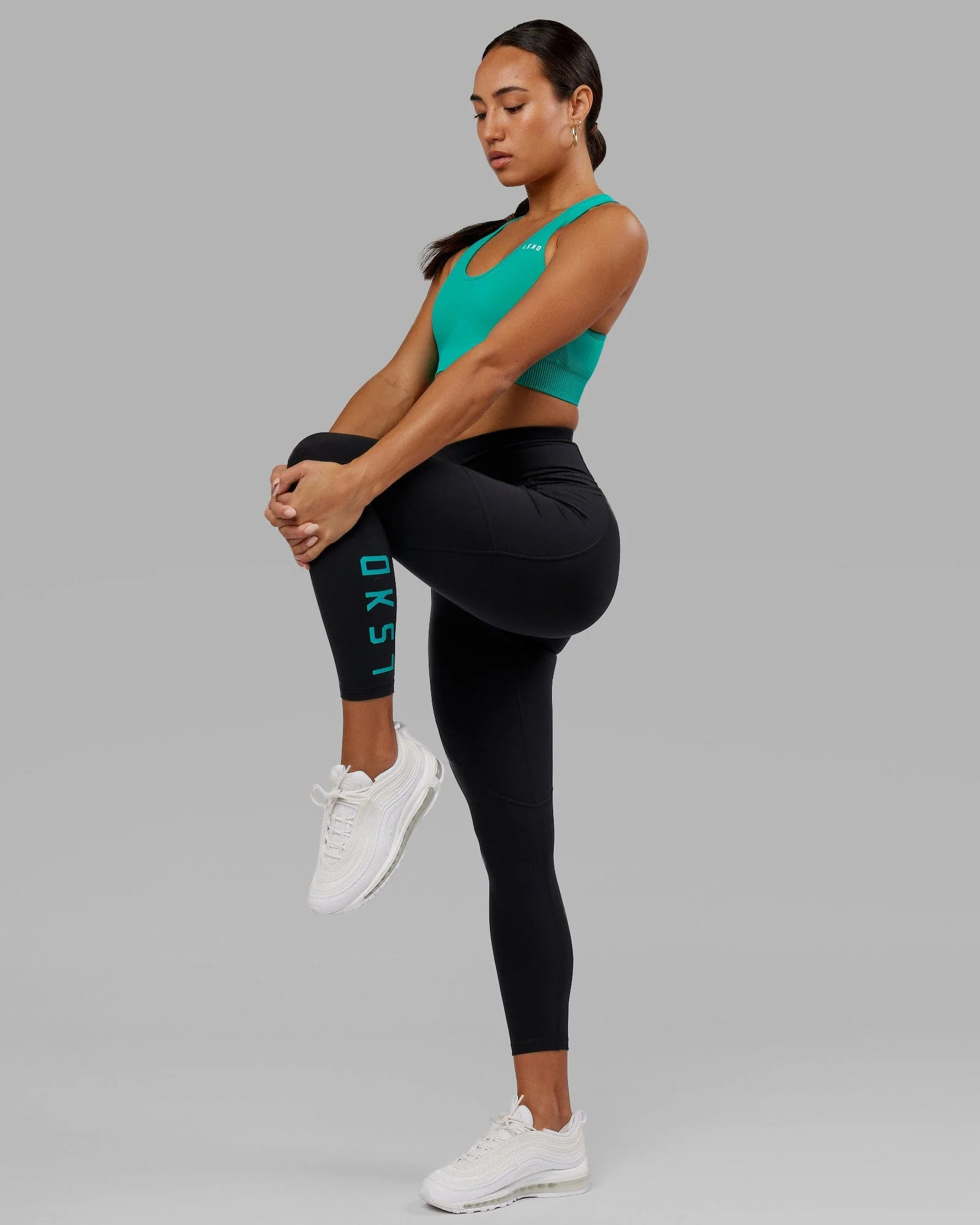 Rep 7/8 Length Tight - Black-Hyper Teal - Image 3