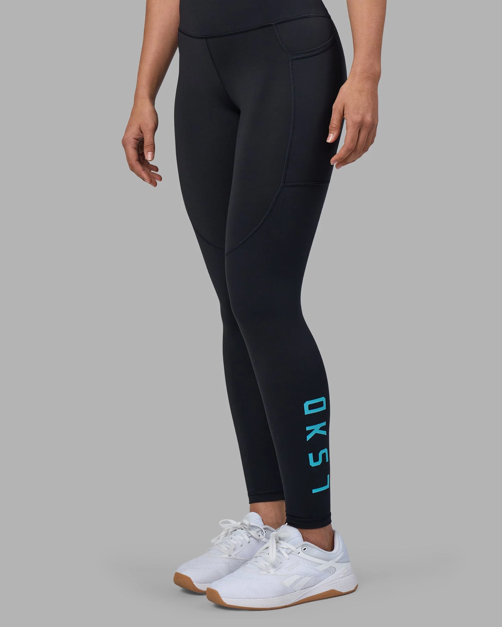 Rep Ultra High-Rise Full Length Legging Pockets - Black-Blue Atoll - Image 2