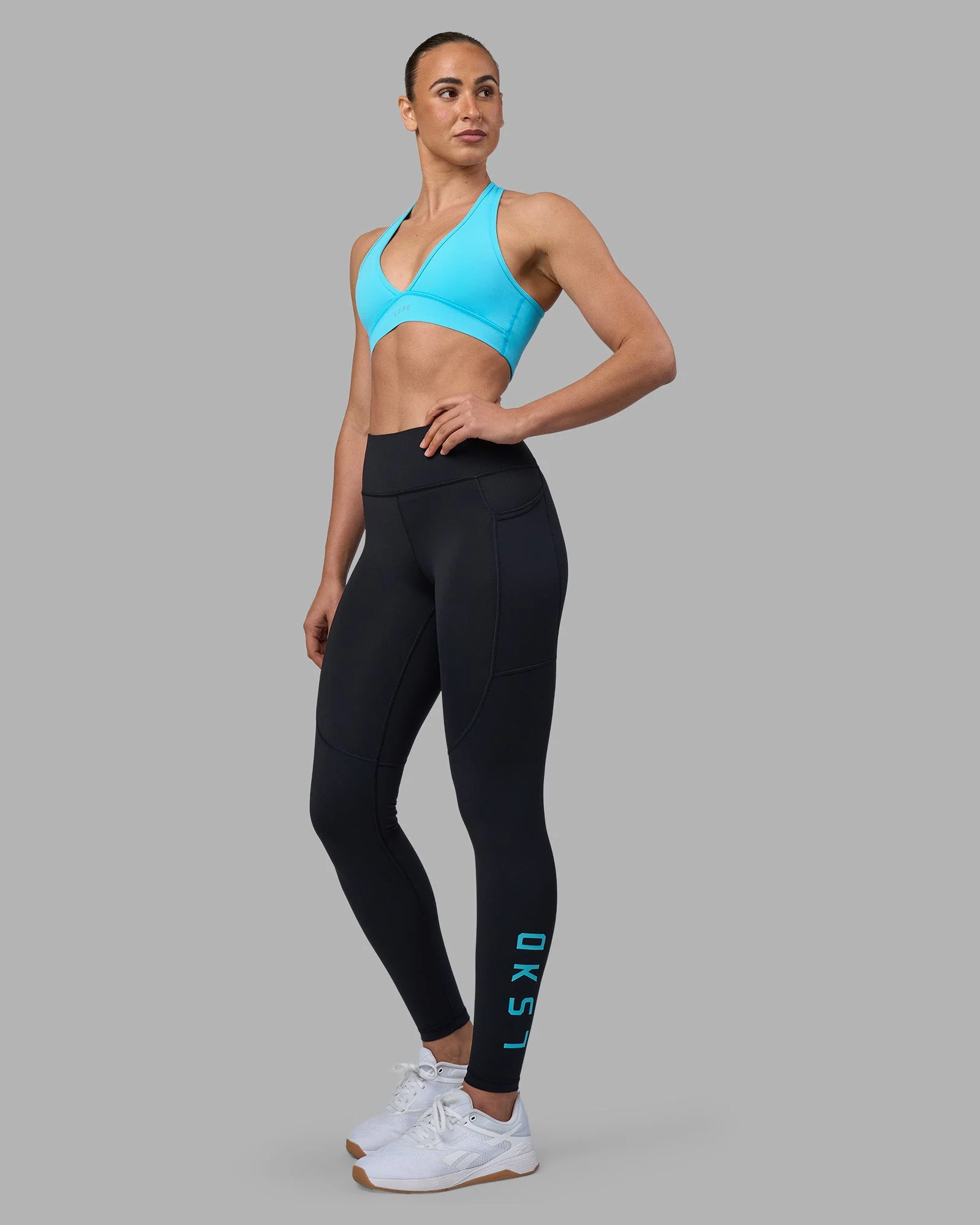 Rep Ultra High-Rise Full Length Legging Pockets - Black-Blue Atoll - Image 5