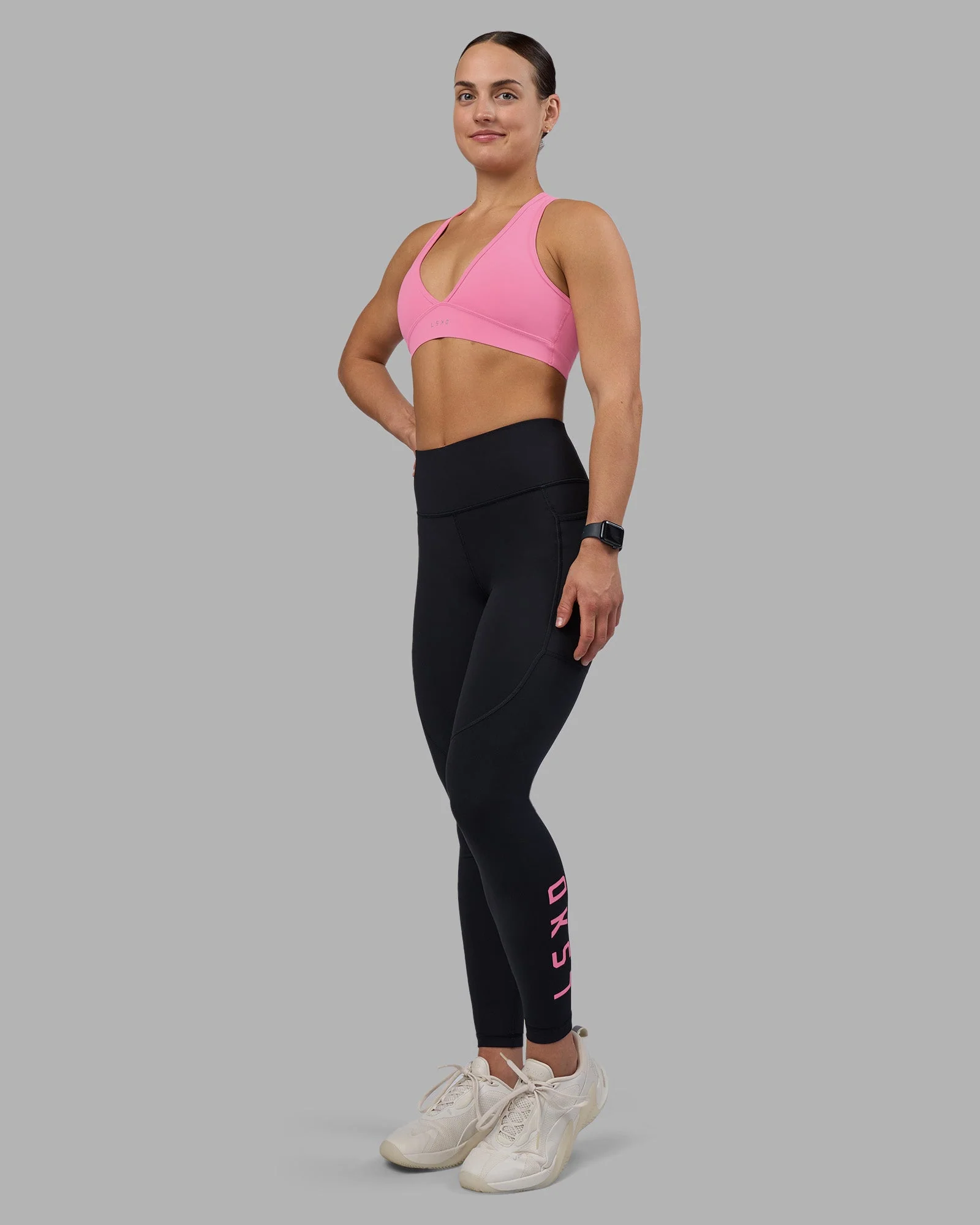 Rep Ultra High-Rise Full Length Legging Pockets - Black-Candy Pink - Image 2