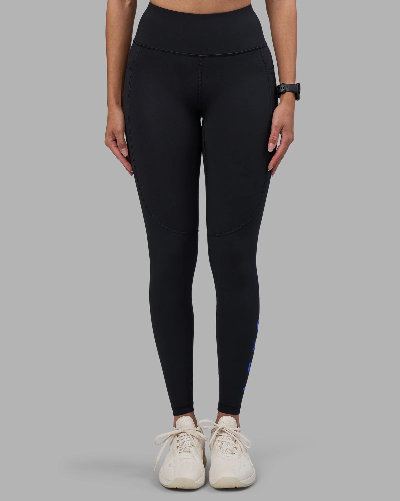 Rep Ultra High-Rise Full Length Legging Pockets - Black-Power Cobalt - Image 3