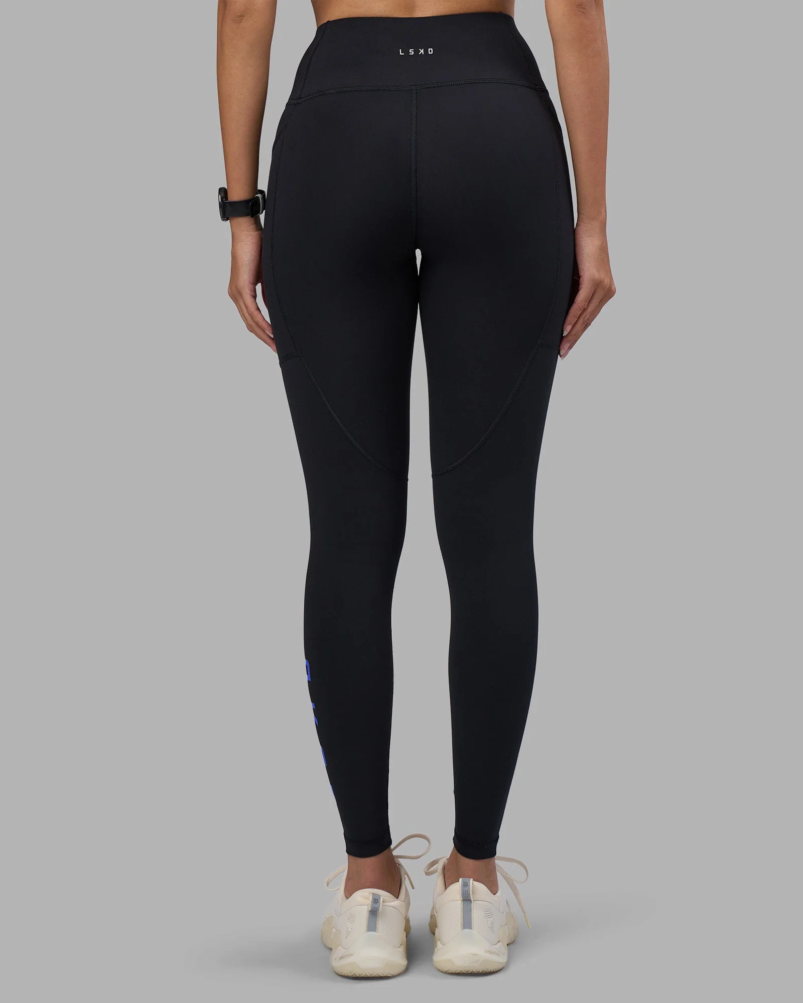 Rep Ultra High-Rise Full Length Legging Pockets - Black-Power Cobalt - Image 4