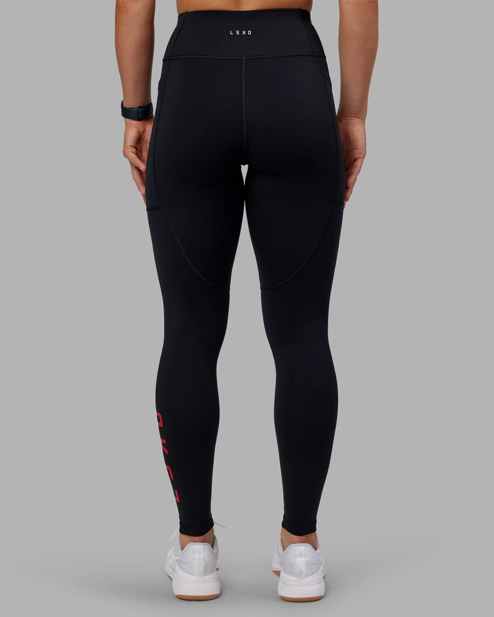 Rep Ultra High-Rise Full Length Legging Pockets - Black-Scarlet - Image 5