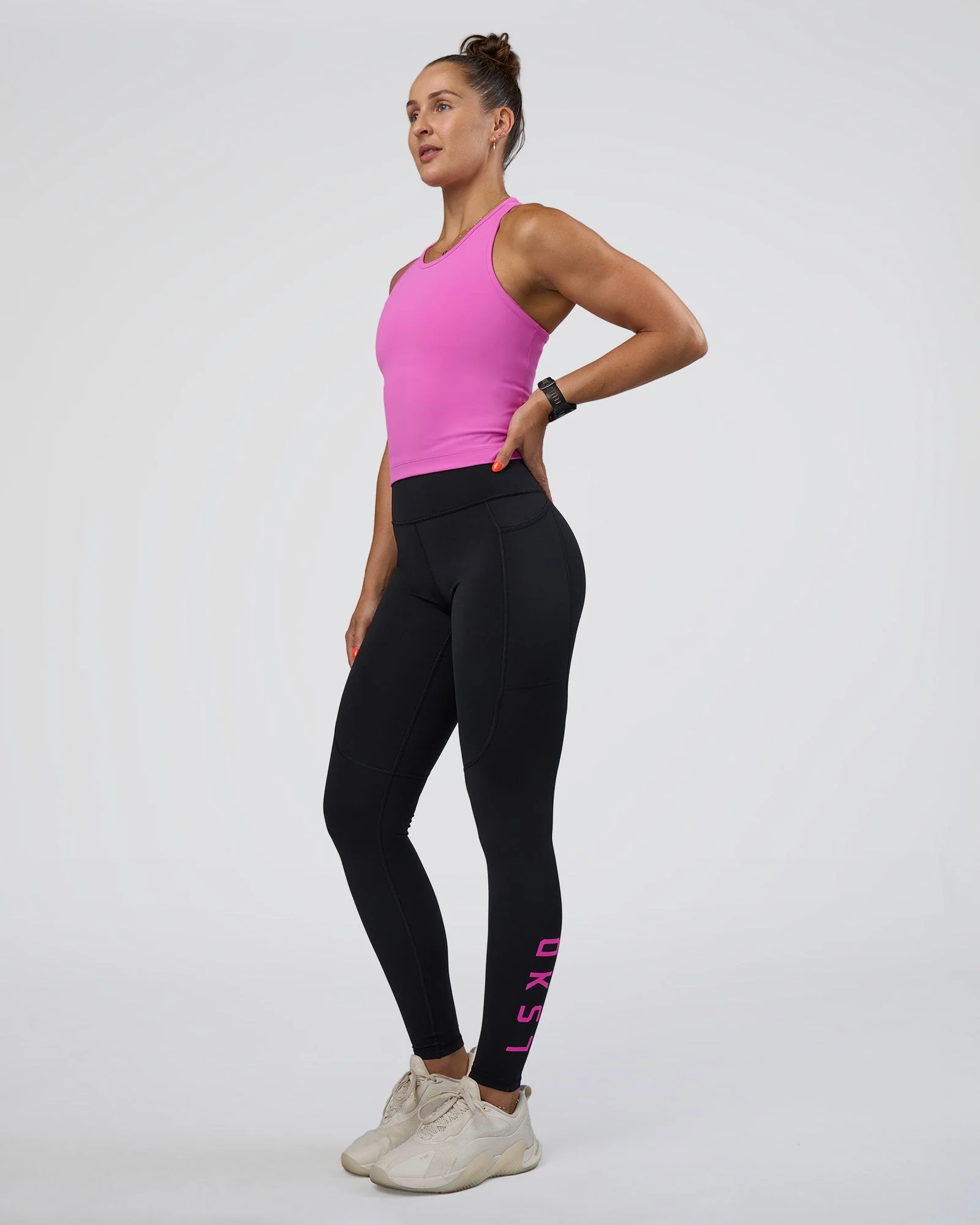 Rep Ultra High-Rise Full Length Legging Pockets - Black-Ultra Fuchsia