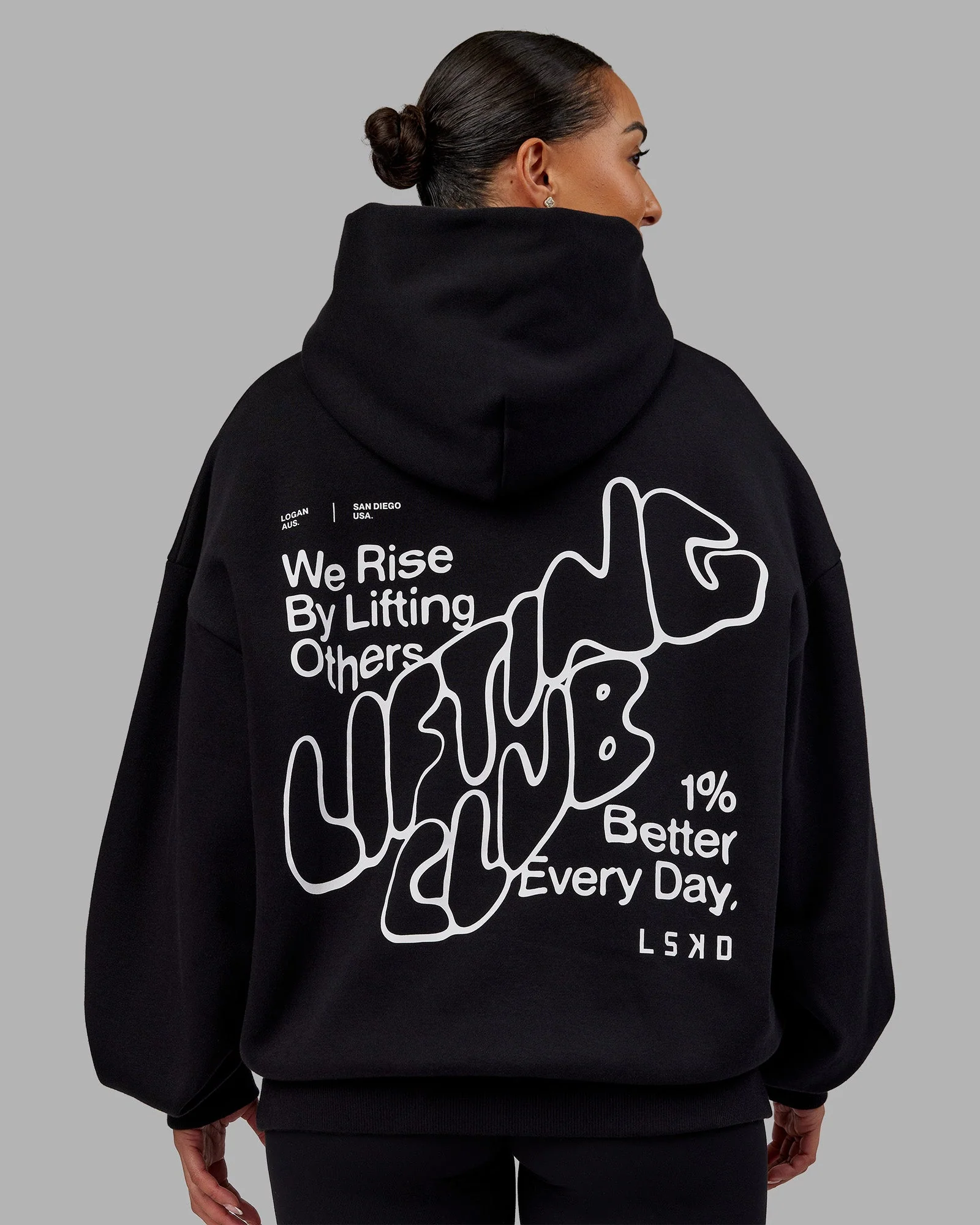 Rise & Lift Hoodie Oversized - Black-White - Image 2