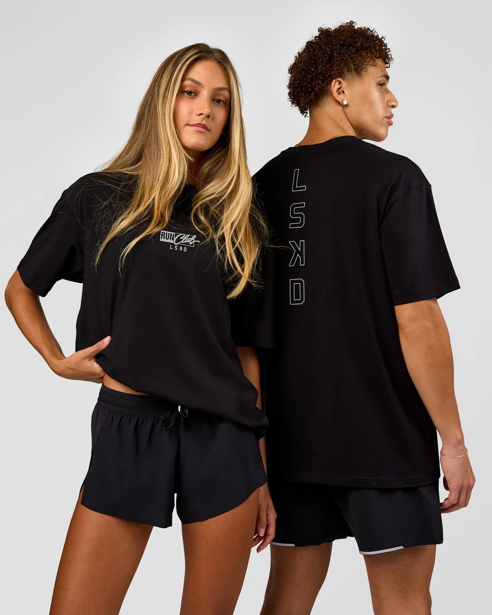 Run Club Script FLXCotton Oversized Tee - Black-Alloy