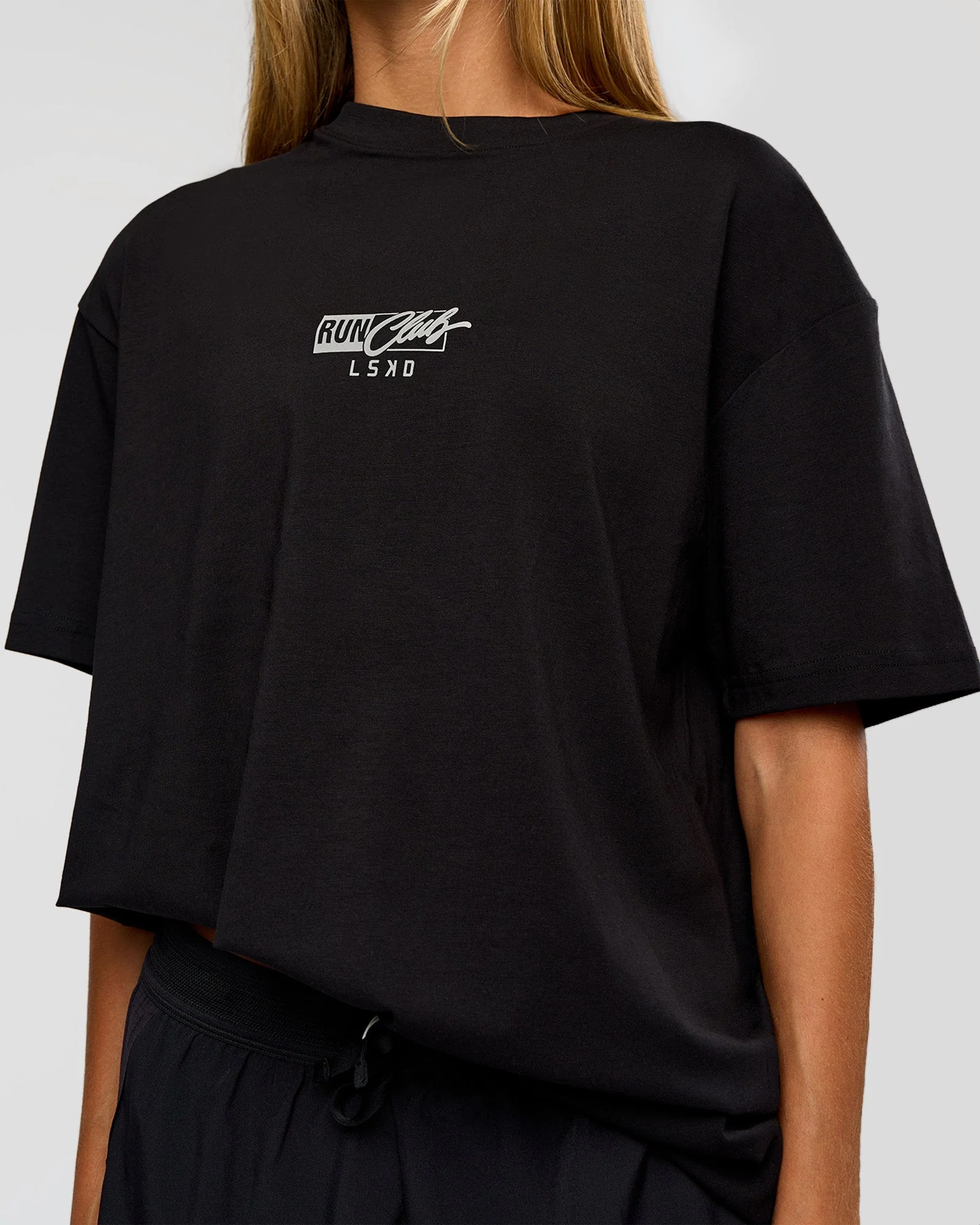 Run Club Script FLXCotton Oversized Tee - Black-Alloy - Image 10