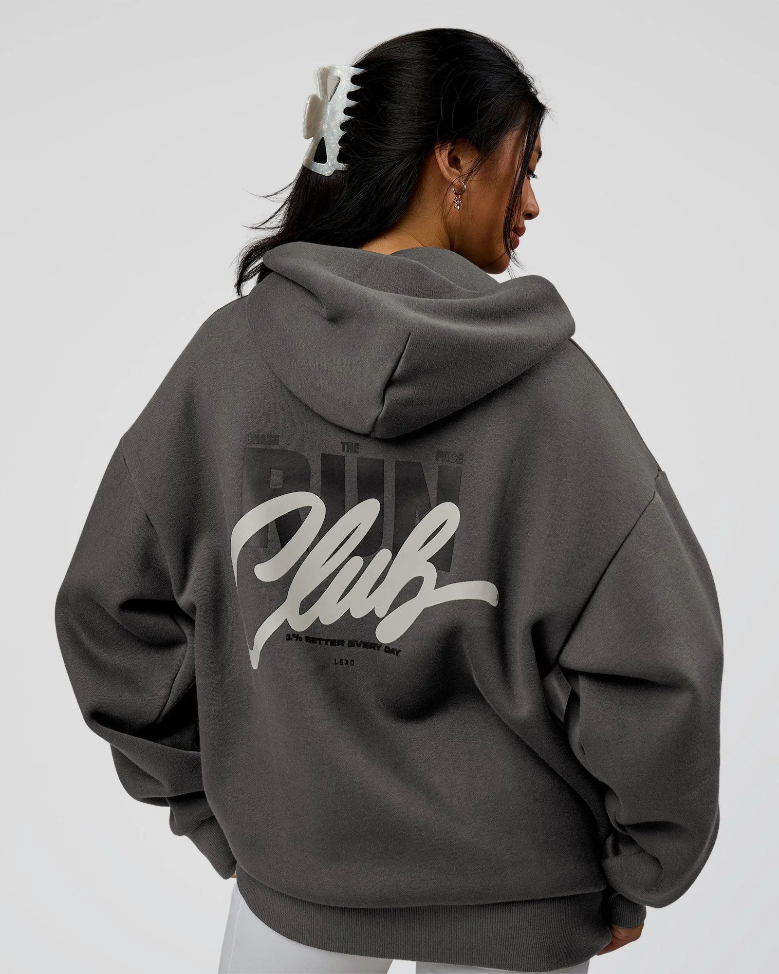 Run Club Script Oversized Hoodie - Dark Storm-Alloy - Image 4