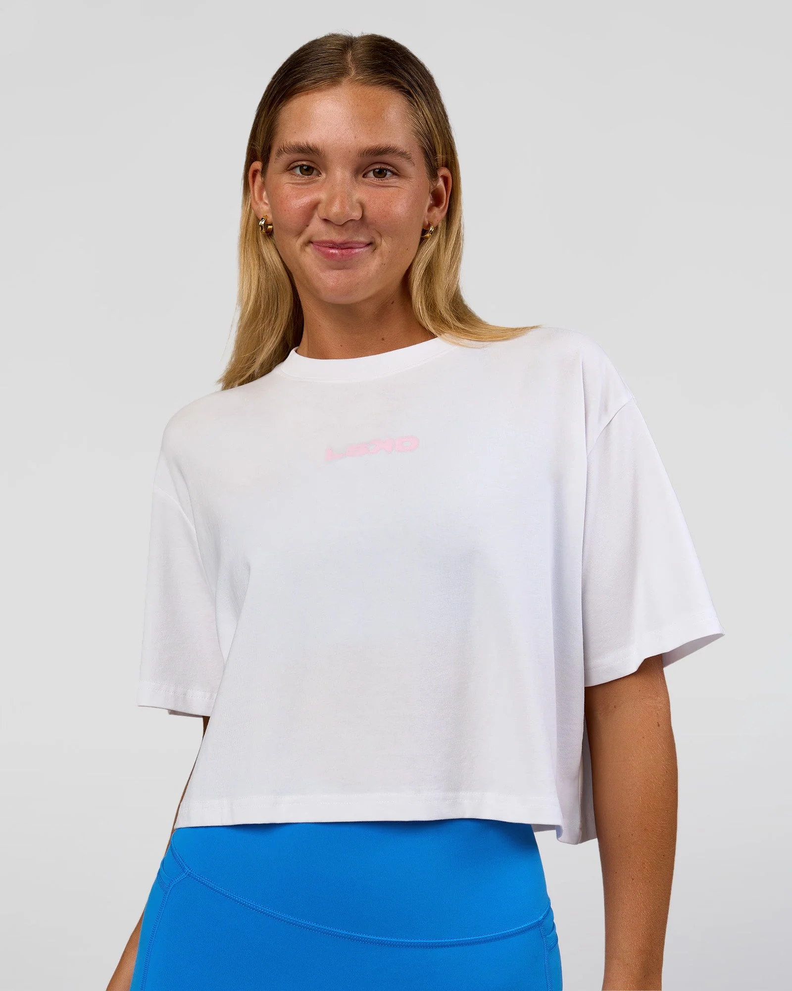 Run Fast Lift Heavy FLXCotton Cropped Tee - White - Image 2