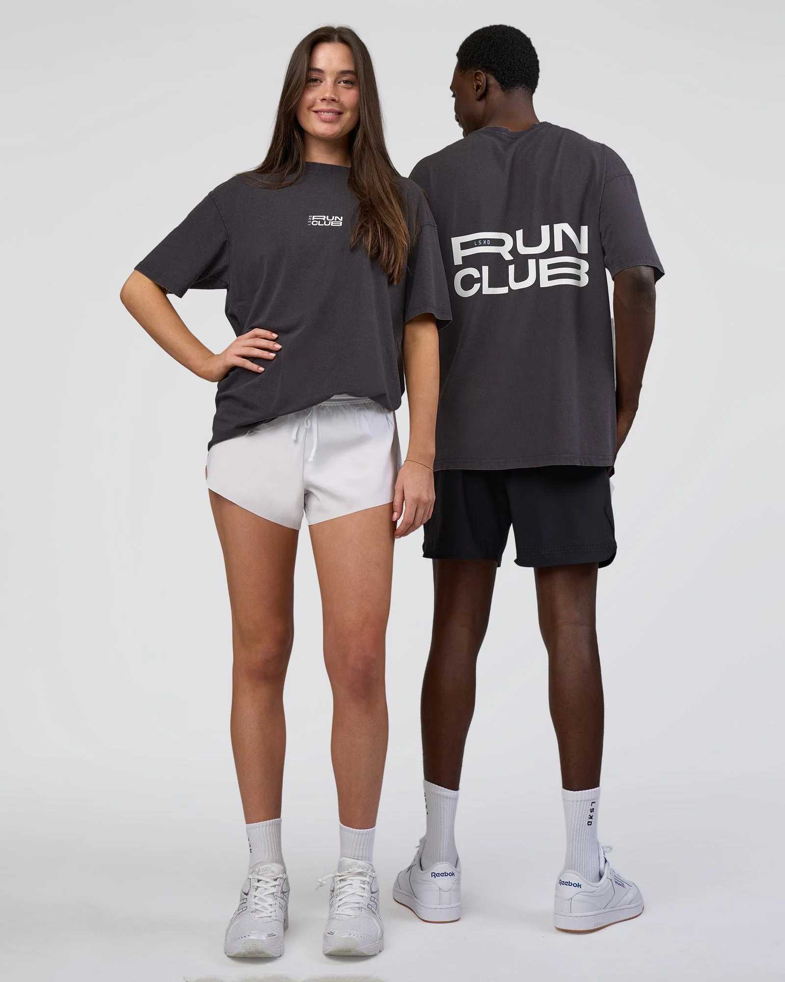Runner's FLXCotton Oversized Tee - Black Washed-White