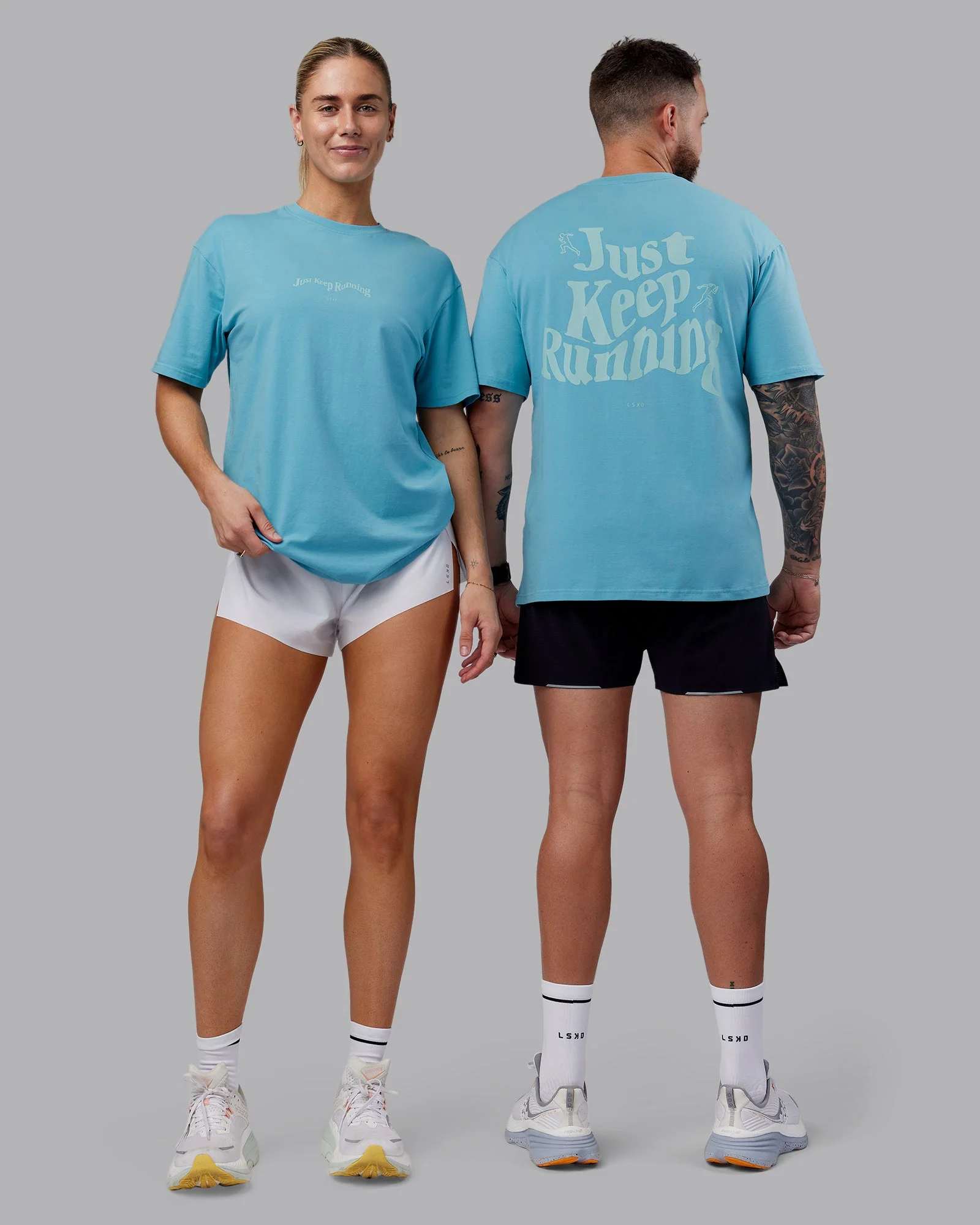 Just Run FLXCotton Oversized Tee - Retro Blue-Light Retro Blue