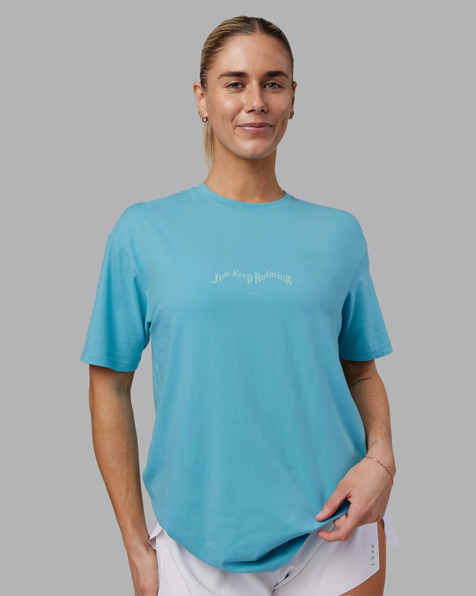 Just Run FLXCotton Oversized Tee - Retro Blue-Light Retro Blue - Image 4