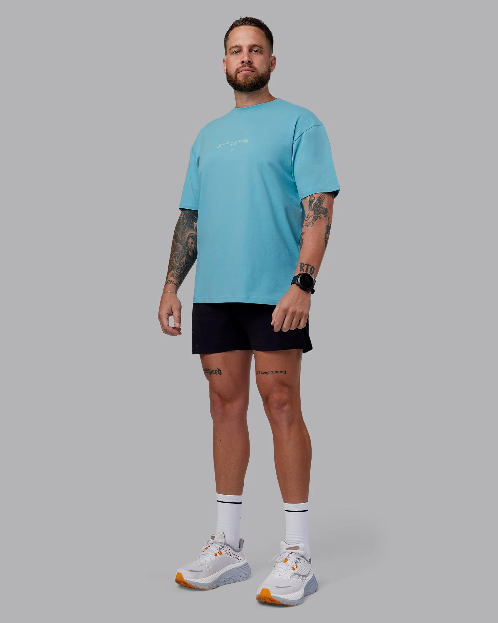 Just Run FLXCotton Oversized Tee - Retro Blue-Light Retro Blue - Image 5
