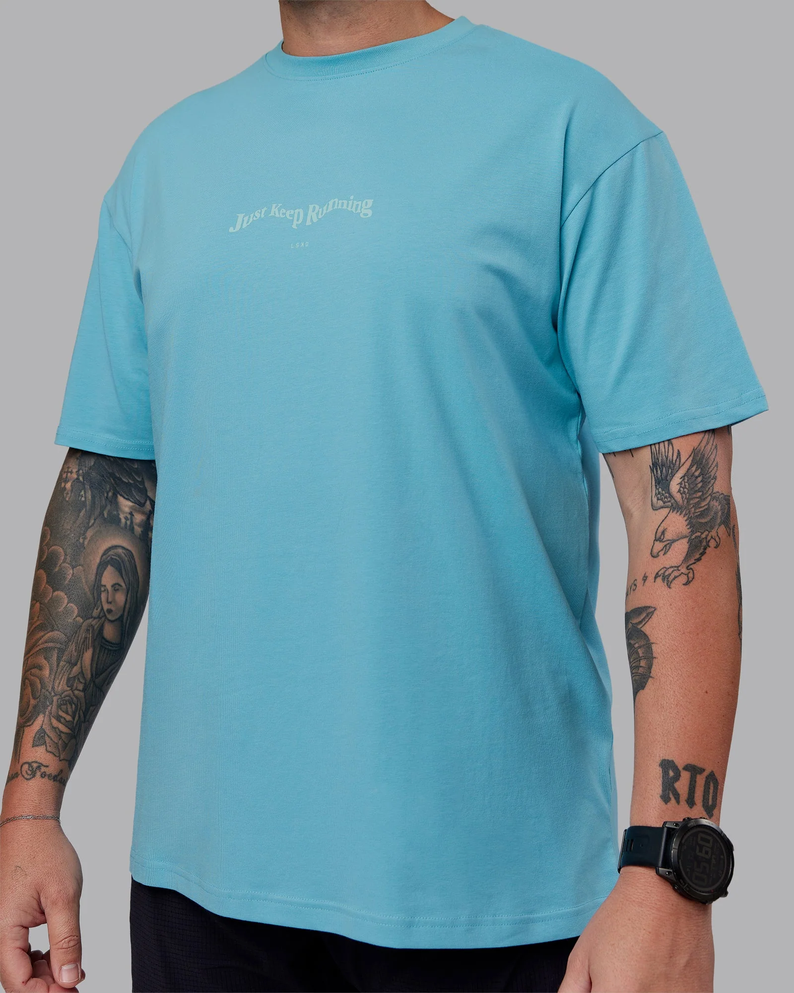 Just Run FLXCotton Oversized Tee - Retro Blue-Light Retro Blue - Image 8