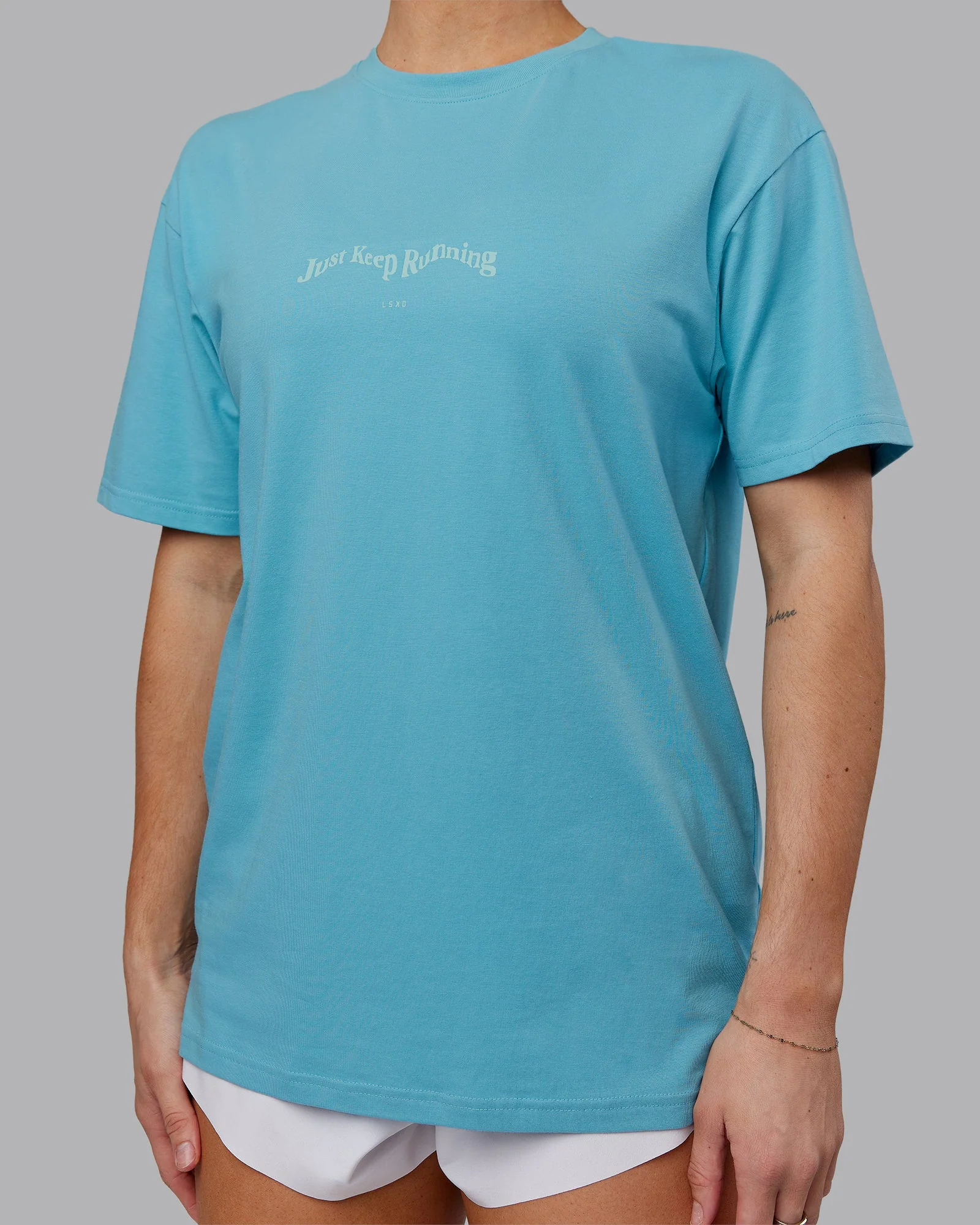 Just Run FLXCotton Oversized Tee - Retro Blue-Light Retro Blue - Image 9