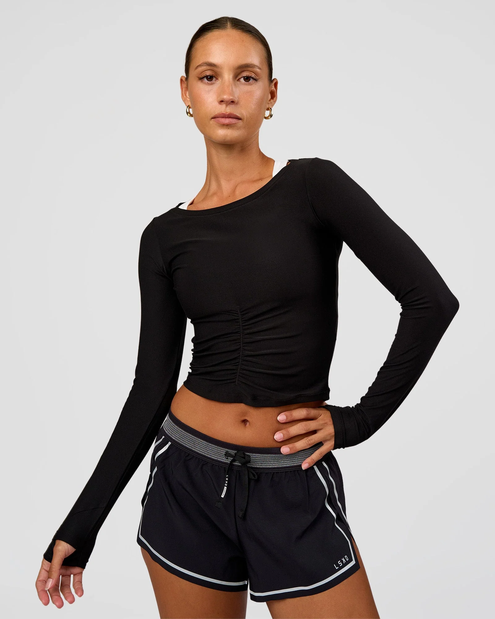 Scrunch Long Sleeve Tee - Black