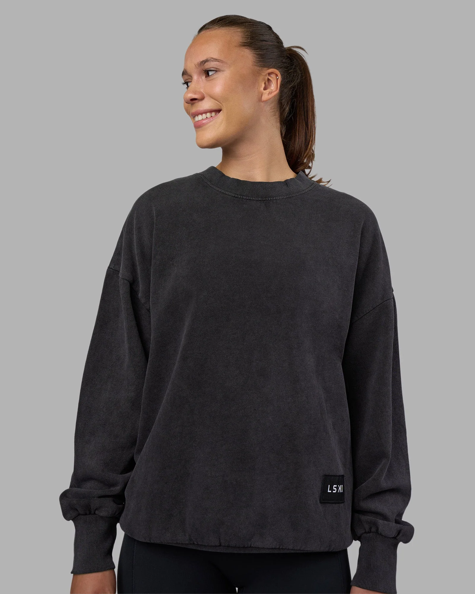 Segmented Oversized Sweater - Black Washed - Image 9
