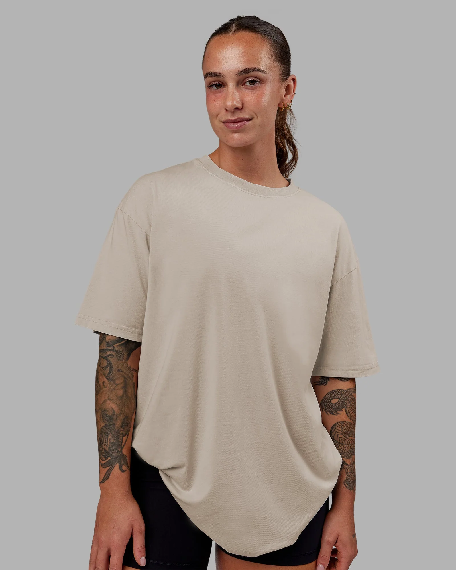 Set The Standard Washed FLXCotton Oversized Tee - Shale Beige - Image 4