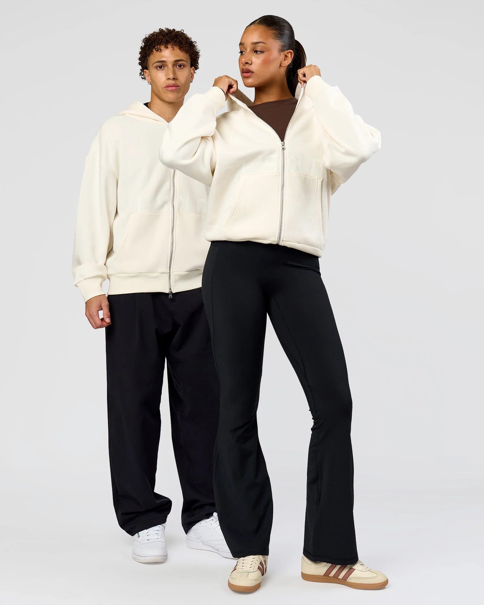 Shadow Mode Oversized Zip Through Hoodie - Off White
