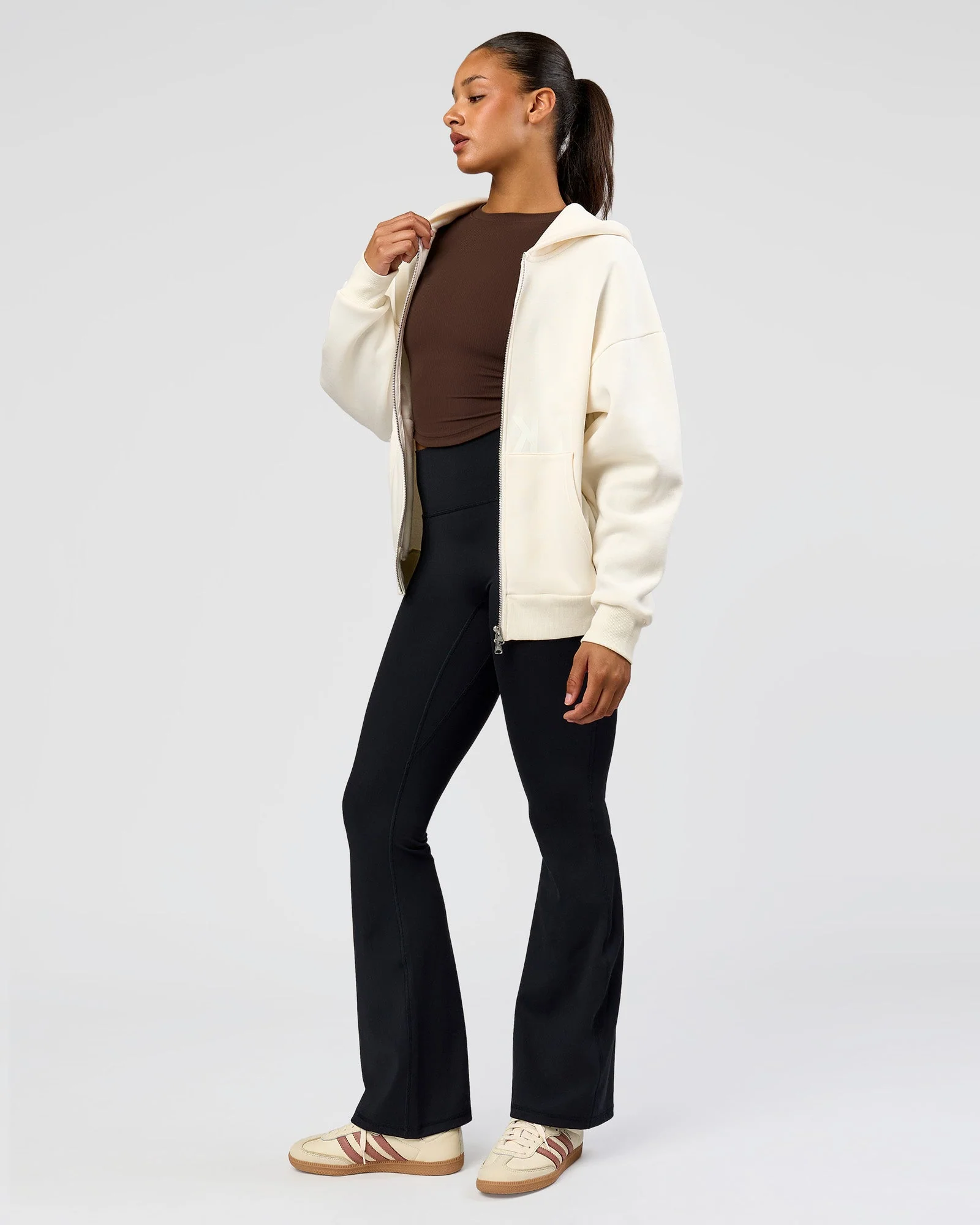 Shadow Mode Oversized Zip Through Hoodie - Off White - Image 8