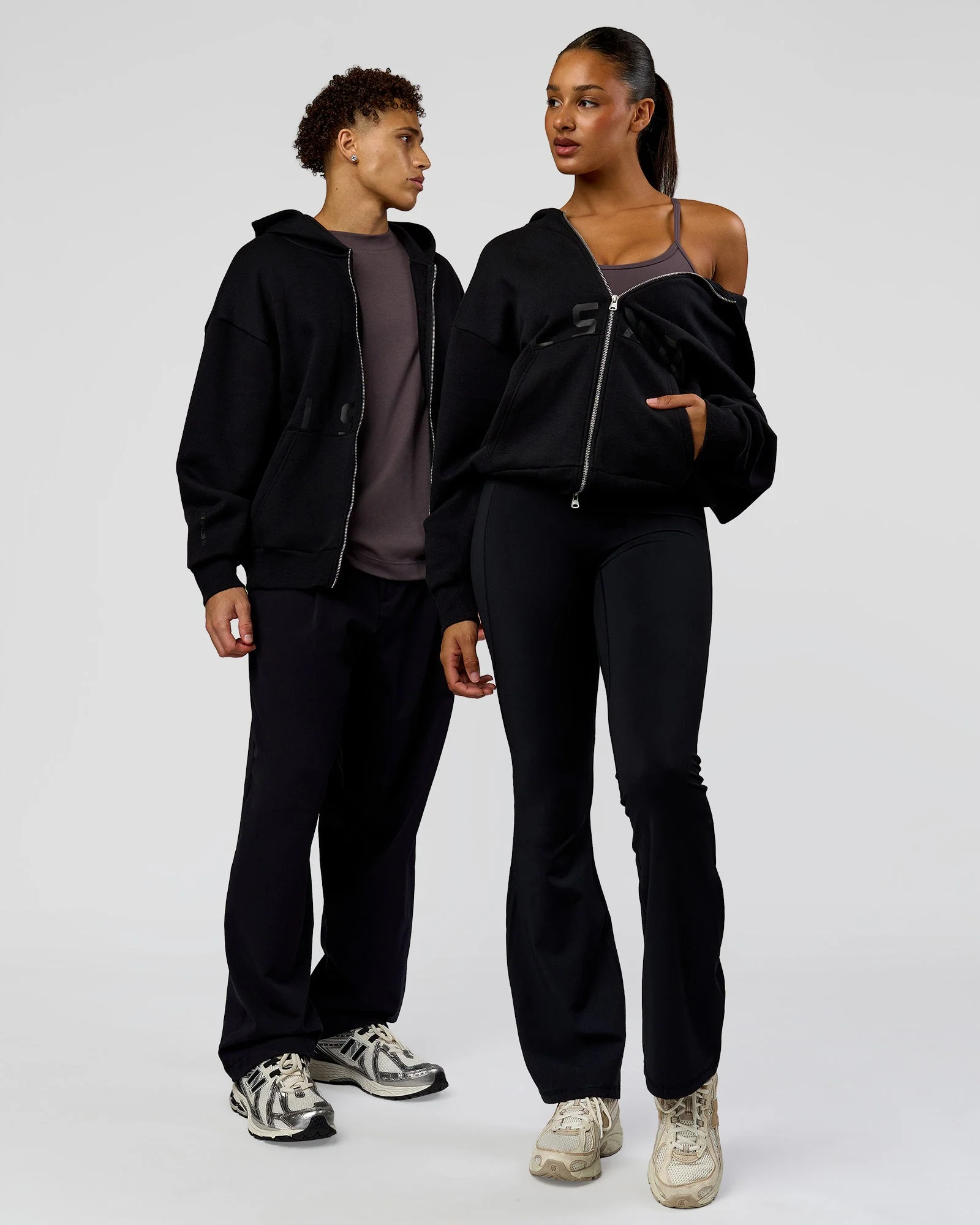 Shadow Mode Oversized Zip Through Hoodie - Black