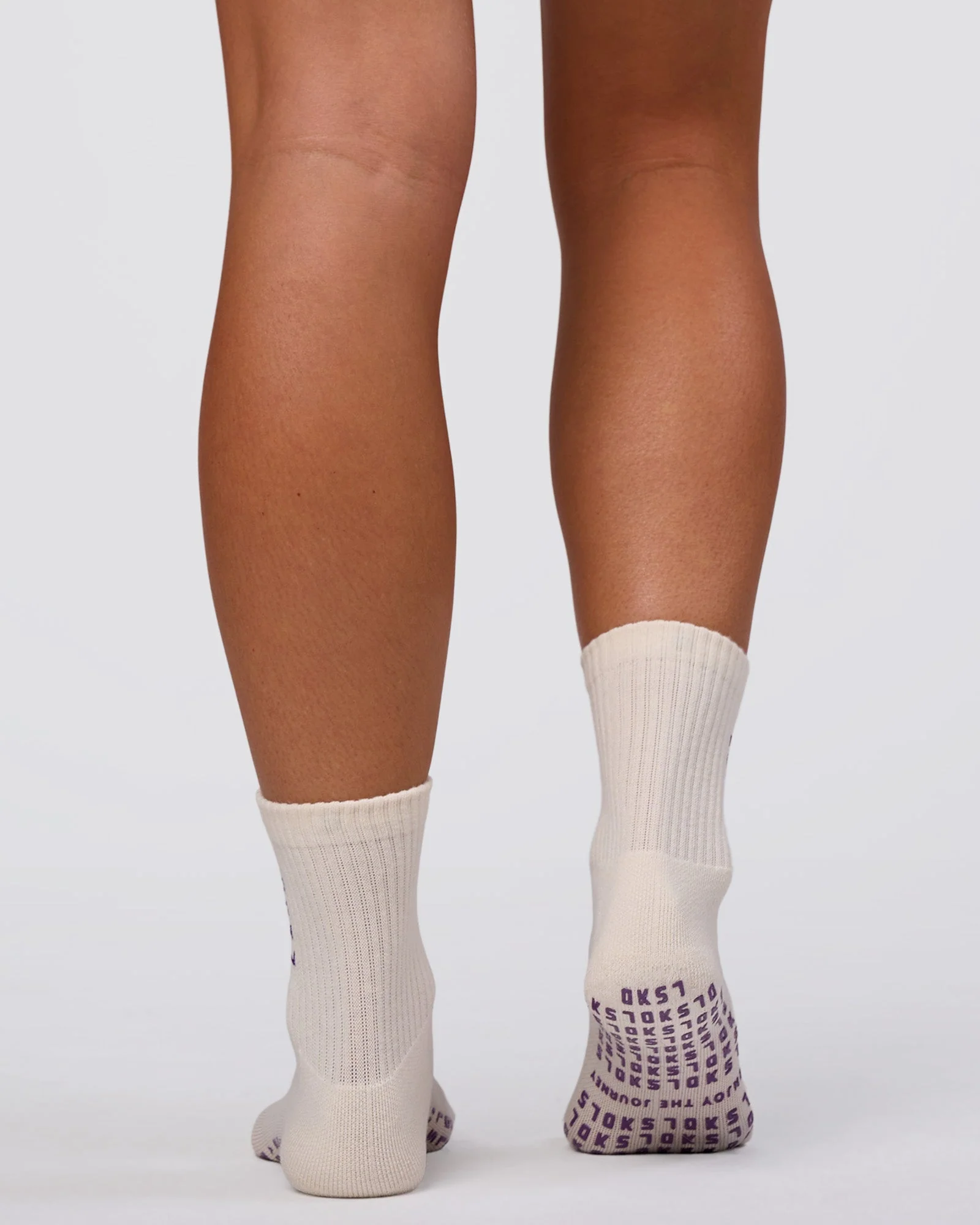 Signal Pilates Crew Grip Socks 2.0 - Off White-Fresh Purple - Image 2