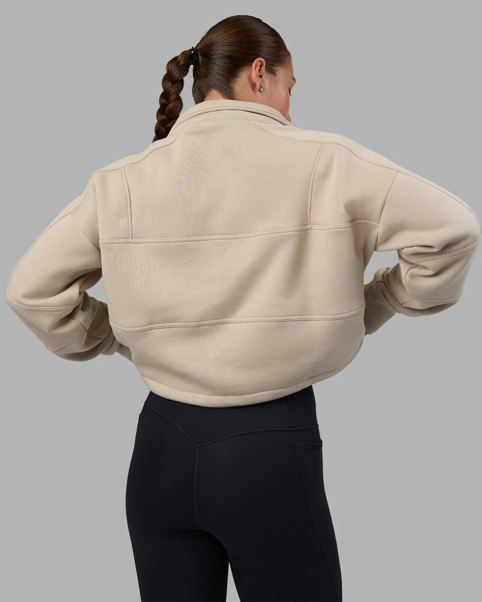 Slam Quarter Zip Sweater - Shale Beige-Lime Glo - Image 8