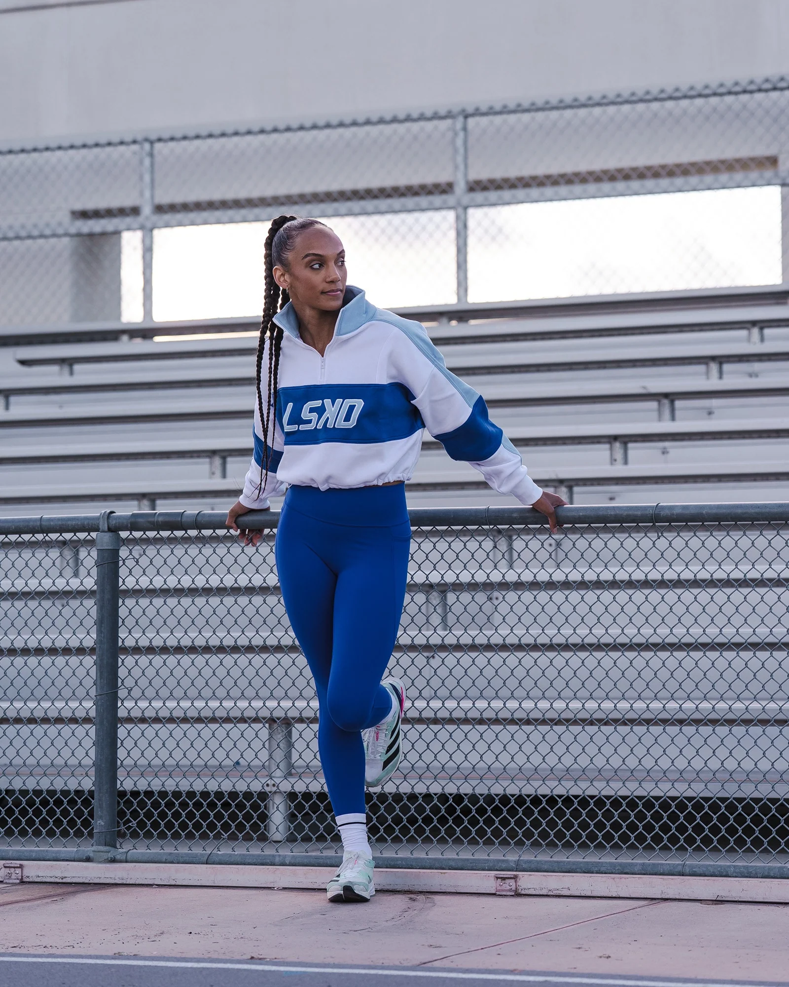 Slam Quarter Zip Sweater - White-Electric Indigo - Image 4
