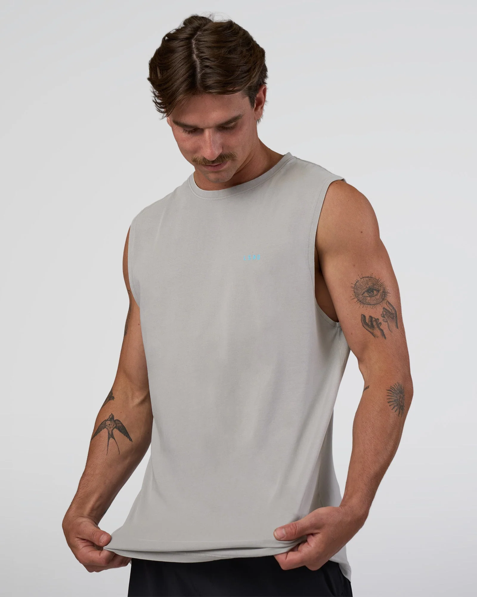 Lifting Club FLXCotton Tank - Washed Alloy-Baltic Sea