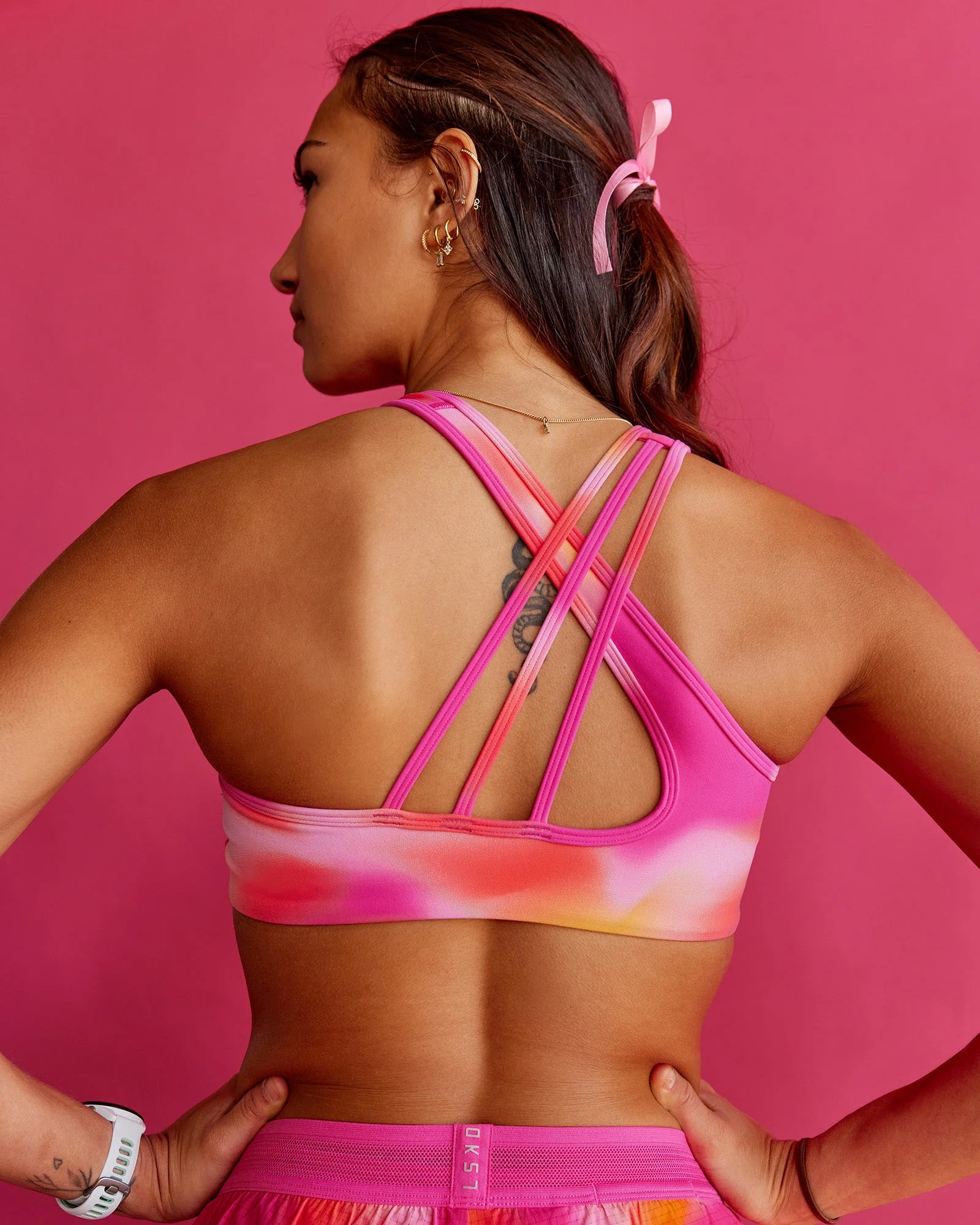 Stamina Rise Sports Bra - Pink Glow Print