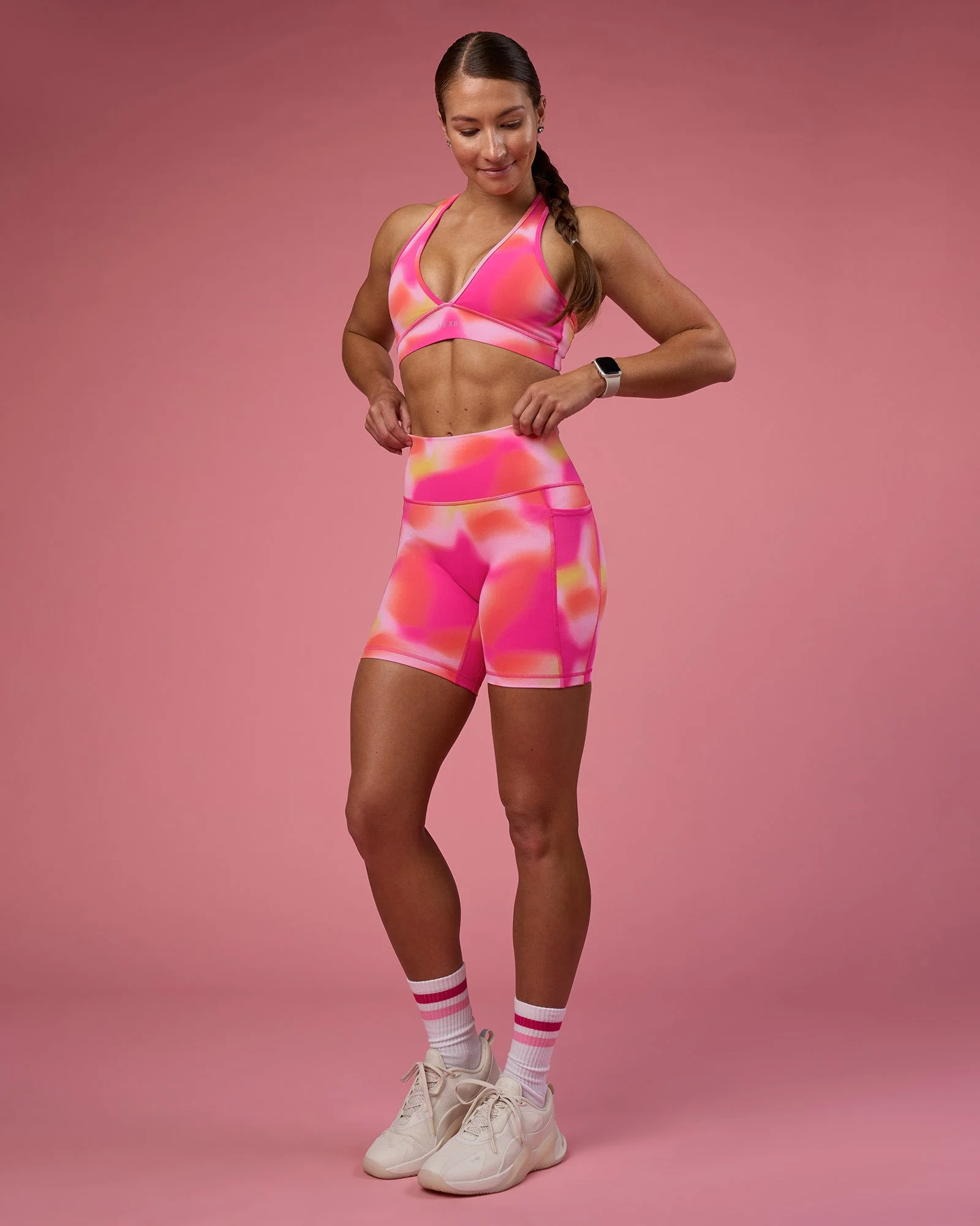 Stamina Rise Sports Bra - Pink Glow Print - Image 3