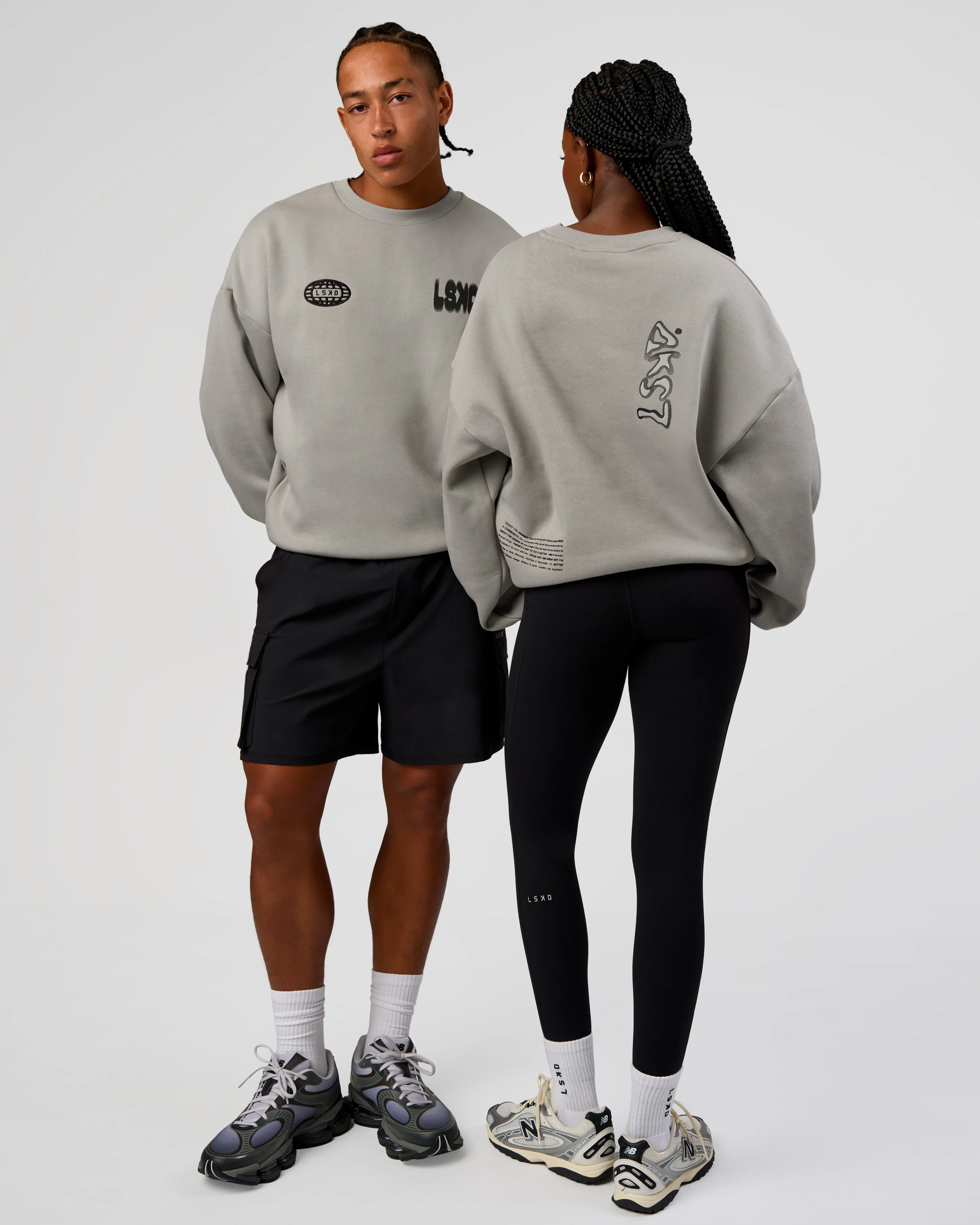 Static Grit Boxy Crew - Alloy-Black