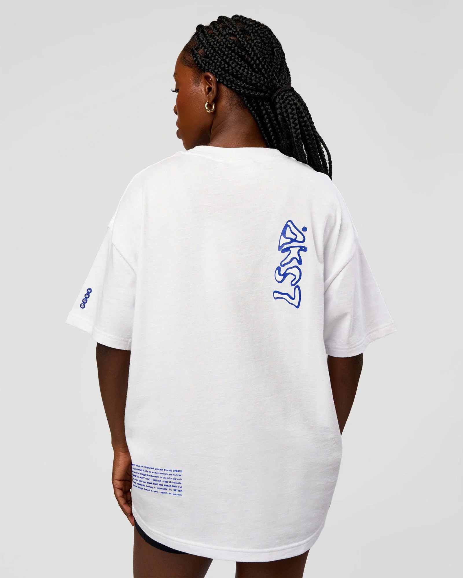 Static Grit Heavyweight Oversized Tee - White-Electric Indigo - Image 8
