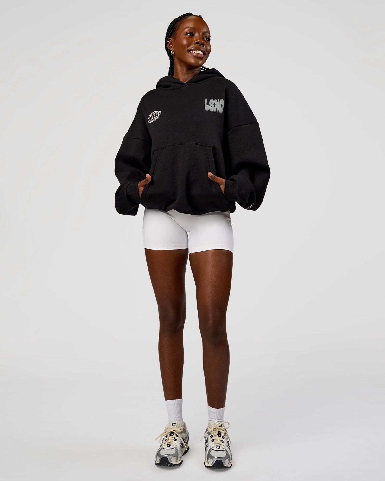 Static Grit Unisex Boxy Hoodie - Black-Alloy - Image 5