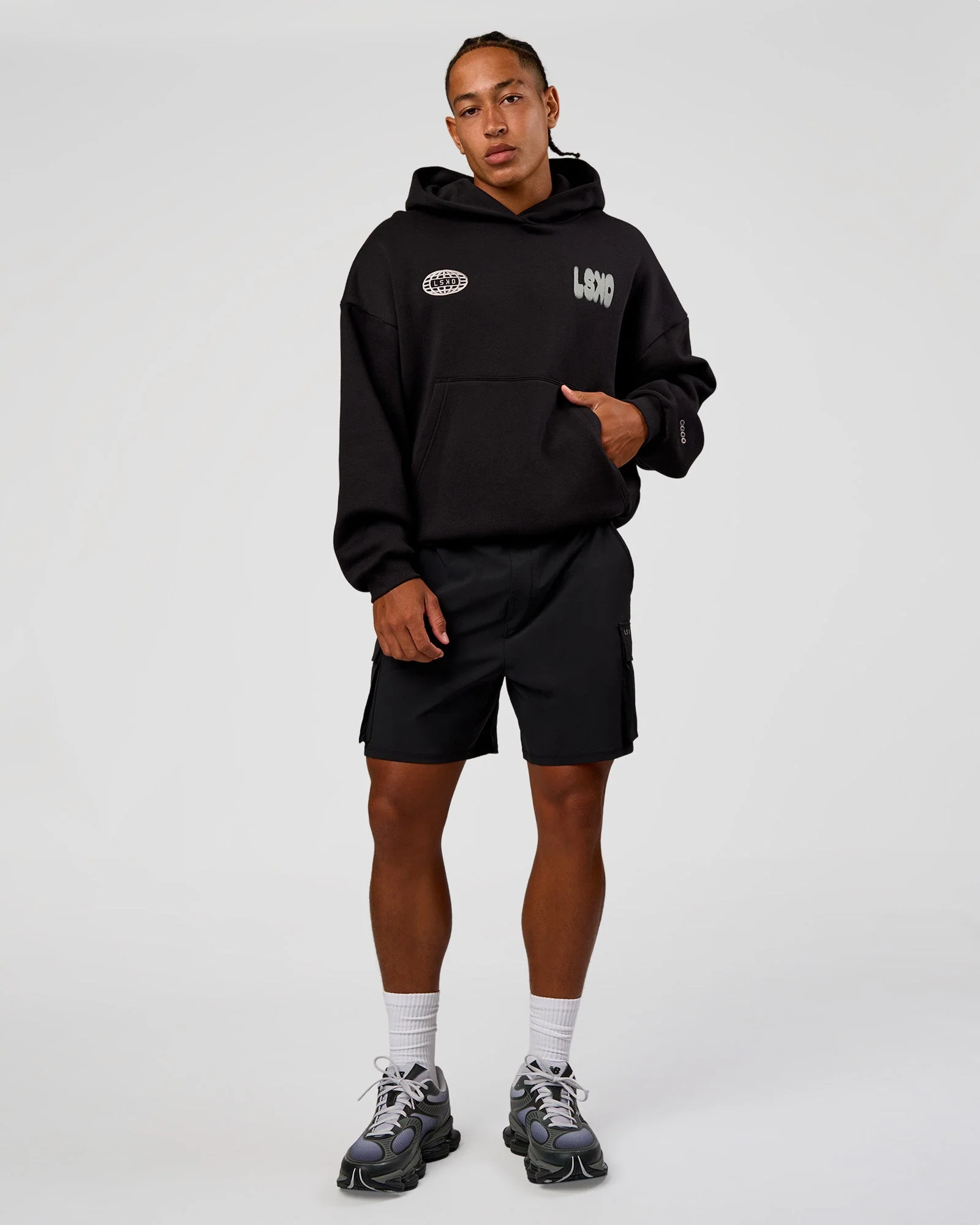 Static Grit Unisex Boxy Hoodie - Black-Alloy - Image 6