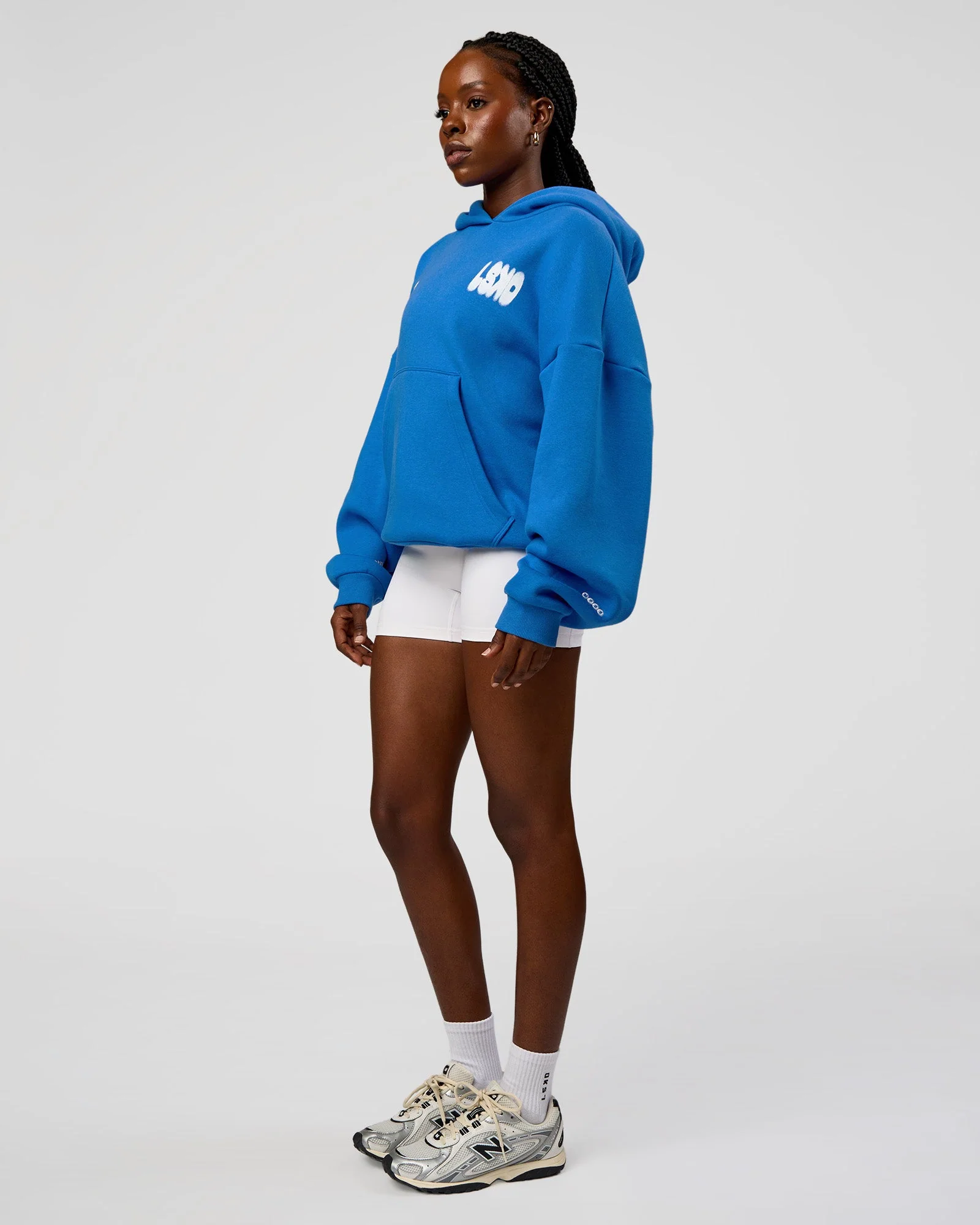 Static Grit Unisex Boxy Hoodie - Palace Blue-White - Image 13