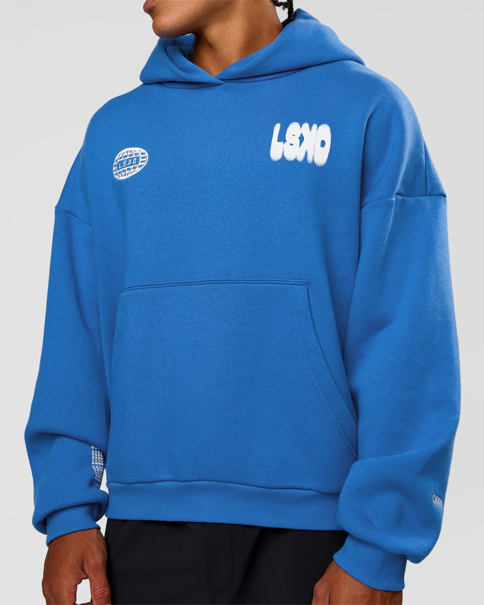 Static Grit Unisex Boxy Hoodie - Palace Blue-White - Image 9