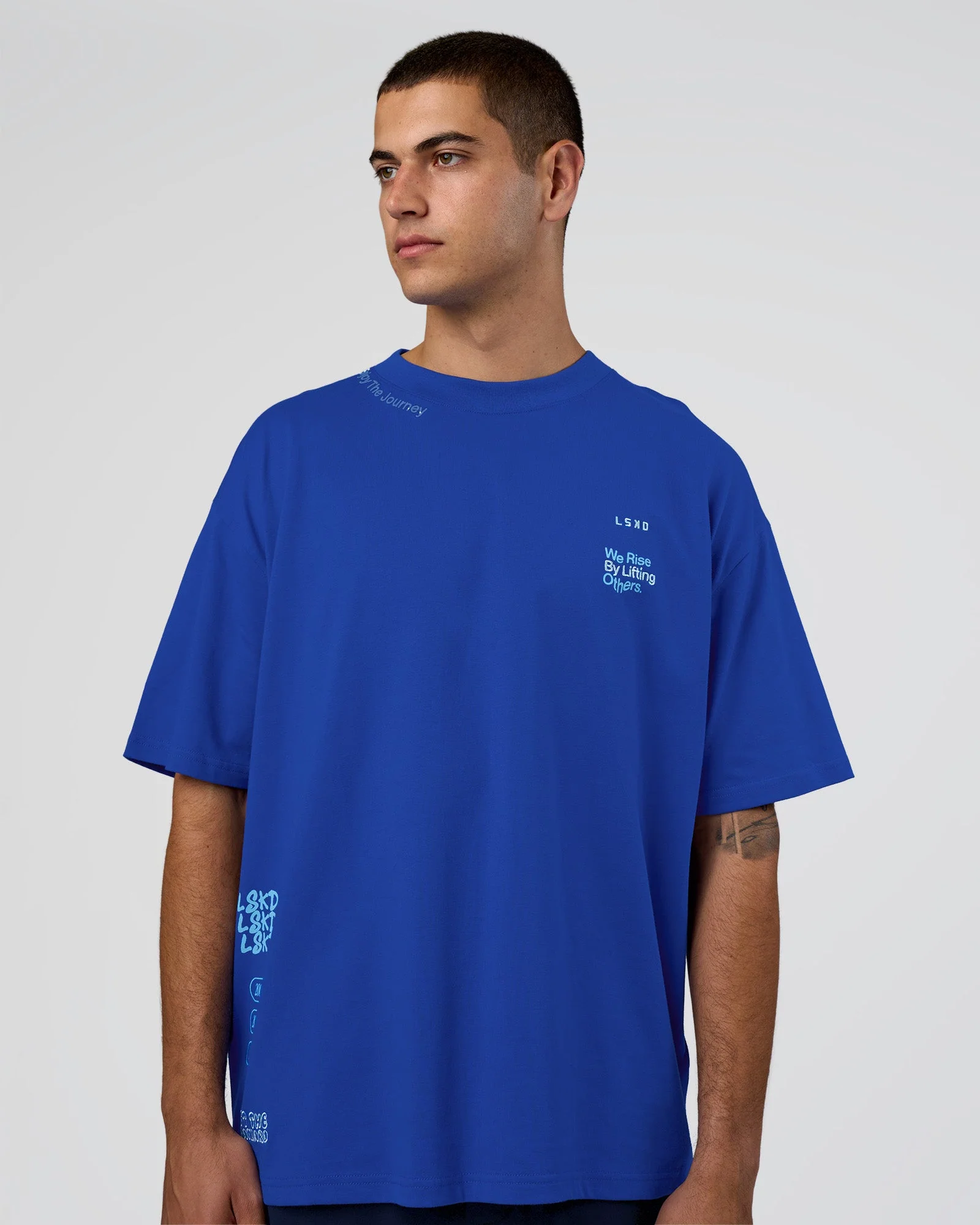 Sticker Heavyweight Oversized Tee - Electric Indigo-Baltic Sea - Image 2