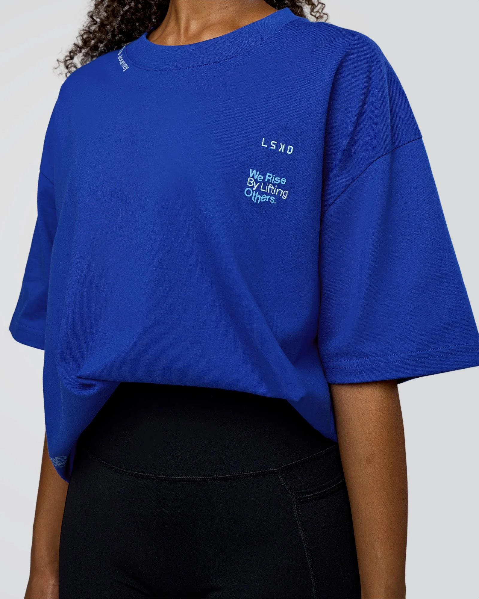 Sticker Heavyweight Oversized Tee - Electric Indigo-Baltic Sea - Image 9